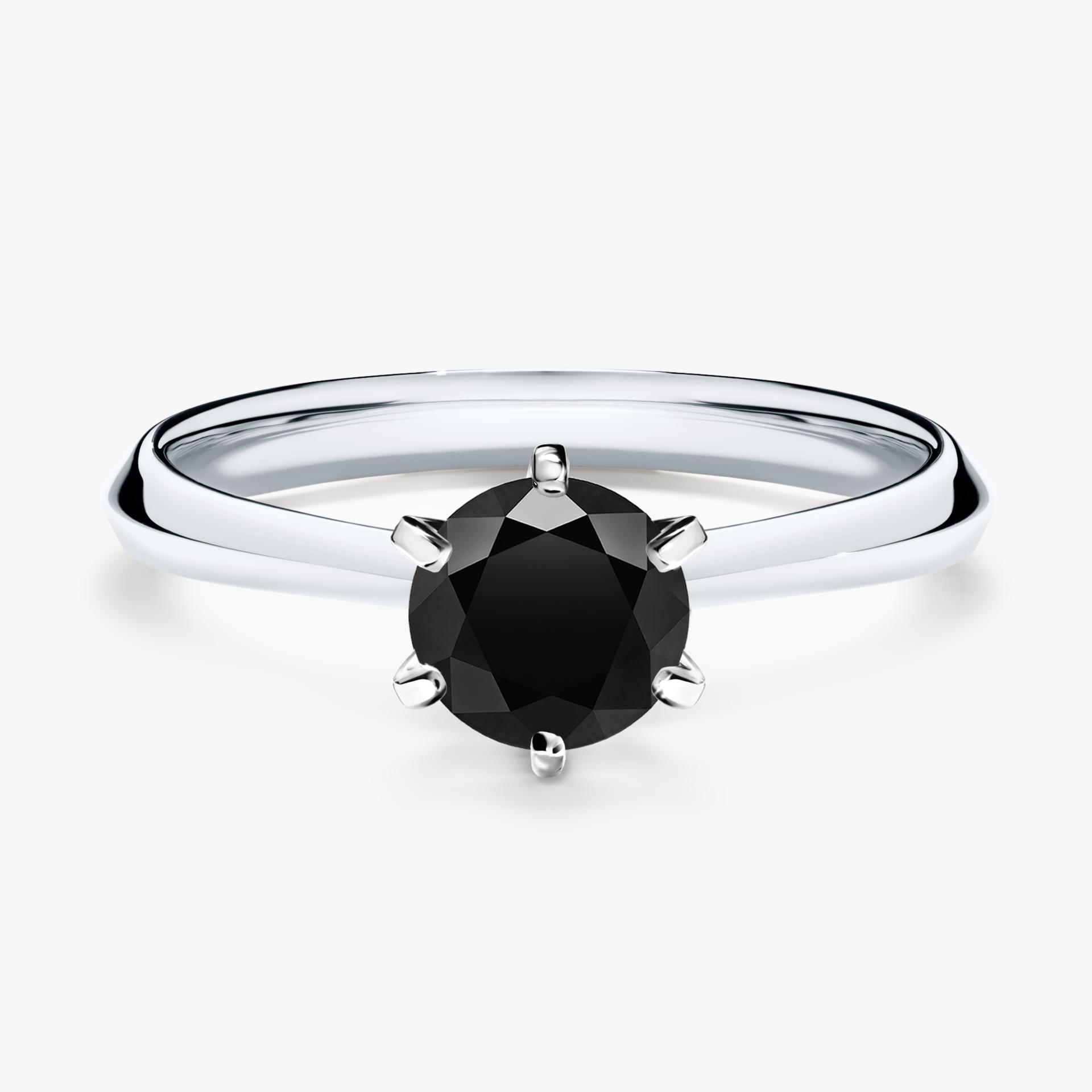 Pierscionek zareczynowy z diamentem czarnym 080 CT z bialego zlota my queen 01