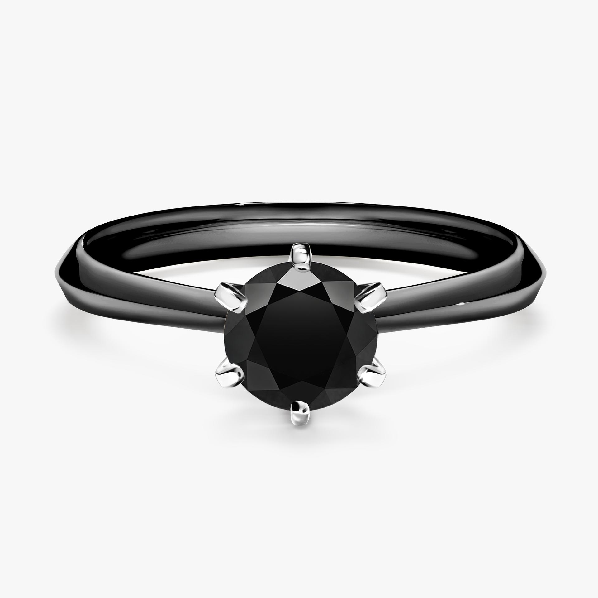 Pierscionek zareczynowy z diamentem czarnym 080 CT z czarnego zlota my queen 01