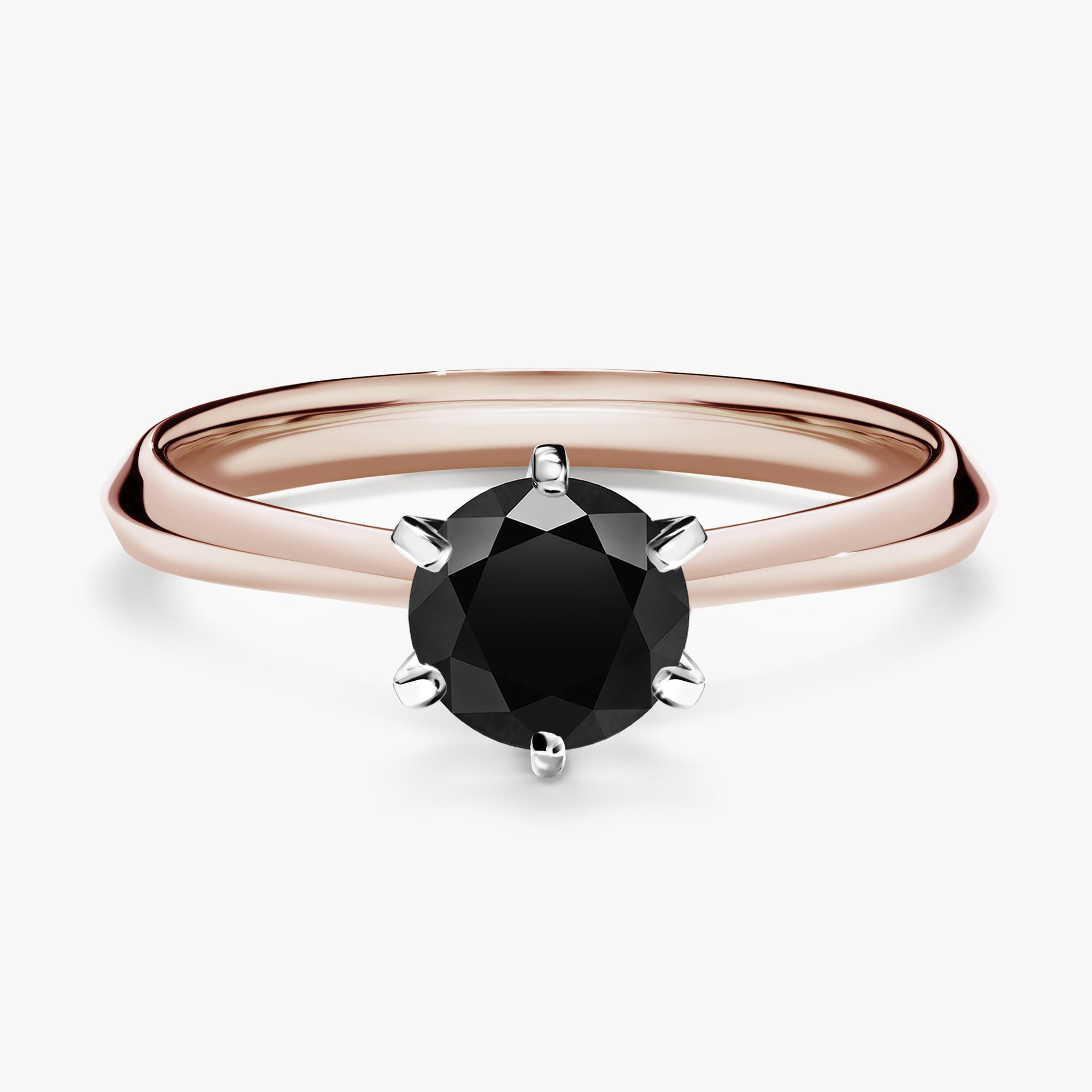 Pierscionek zareczynowy z diamentem czarnym 080 CT z rozowego zlota my queen 01