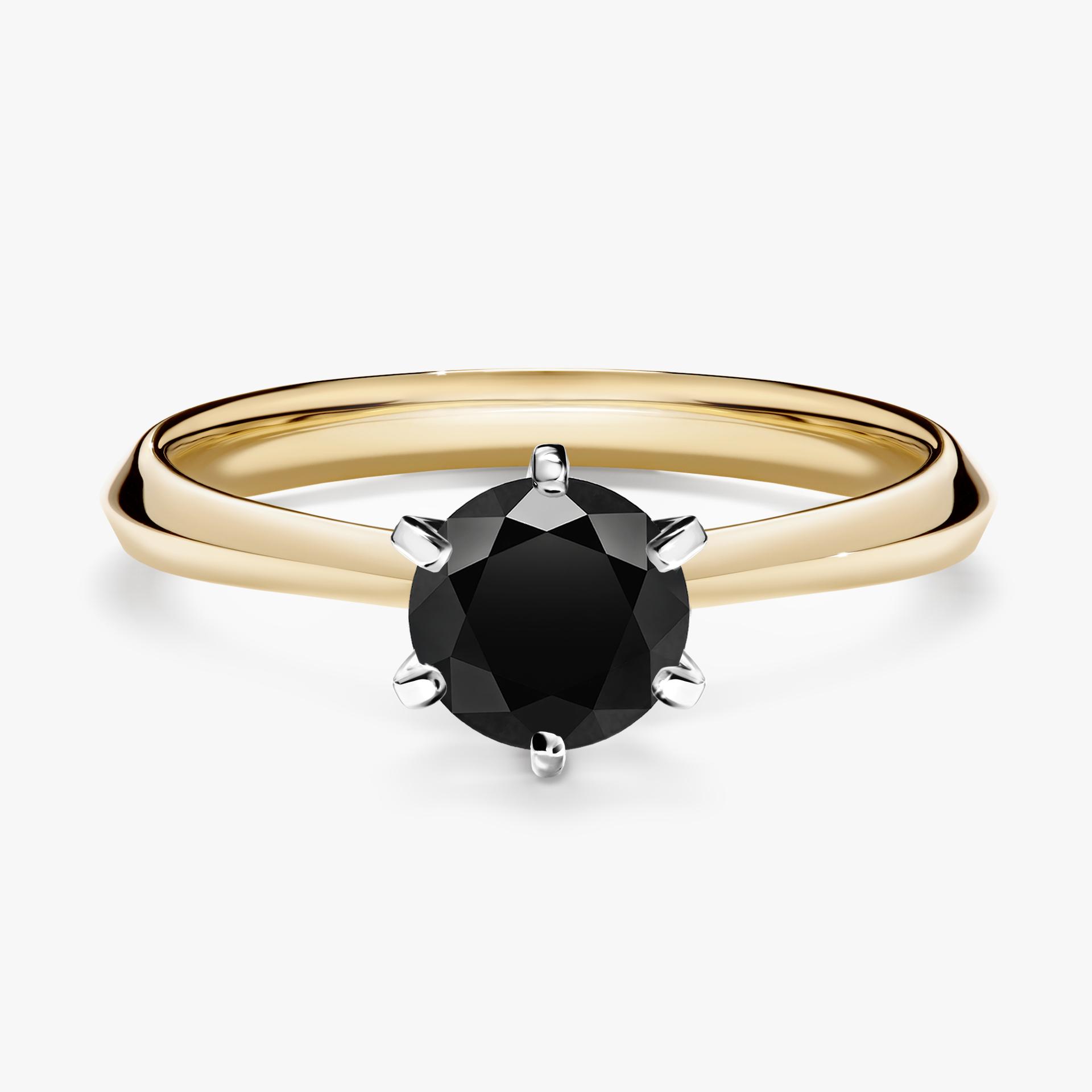 Pierscionek zareczynowy z diamentem czarnym 080 CT z zoltego zlota my queen 01