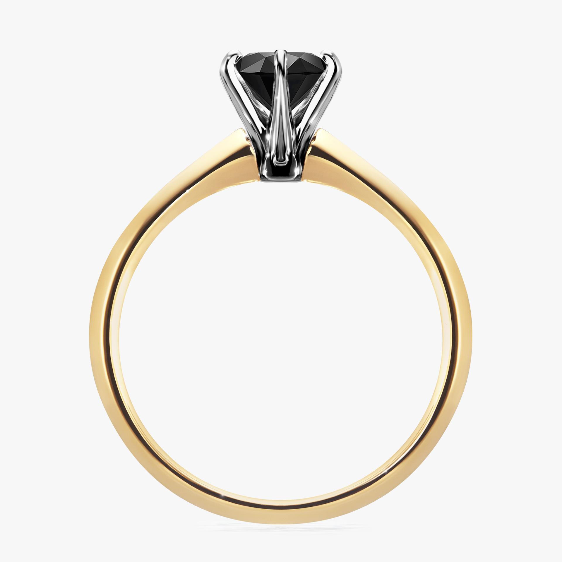 Pierscionek zareczynowy z diamentem czarnym 080 CT z zoltego zlota my queen 02