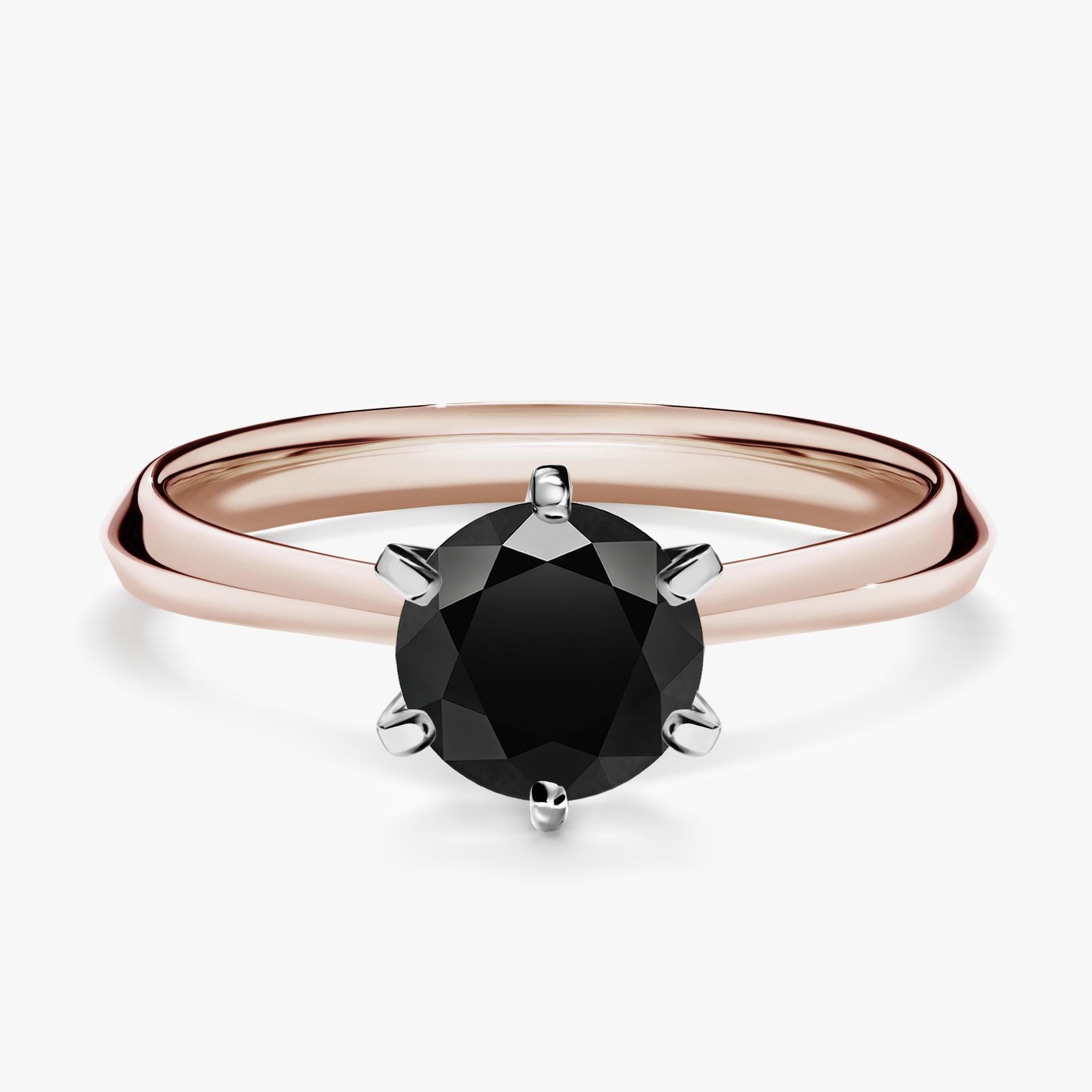 Pierscionek zareczynowy z diamentem czarnym 100 CT z rozowego zlota my queen 01