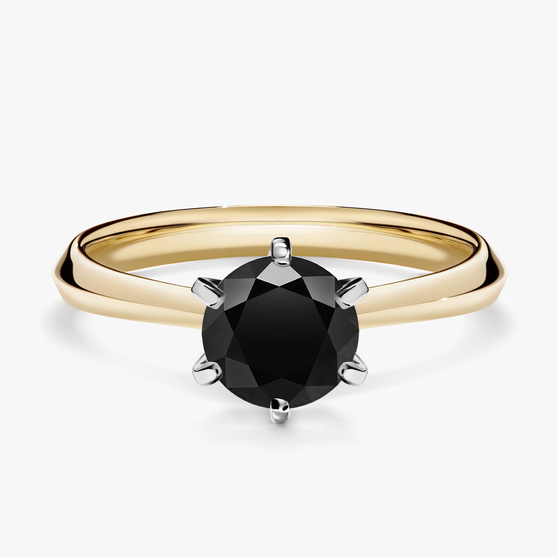 Pierscionek zareczynowy z diamentem czarnym 100 CT z zoltego zlota my queen 01