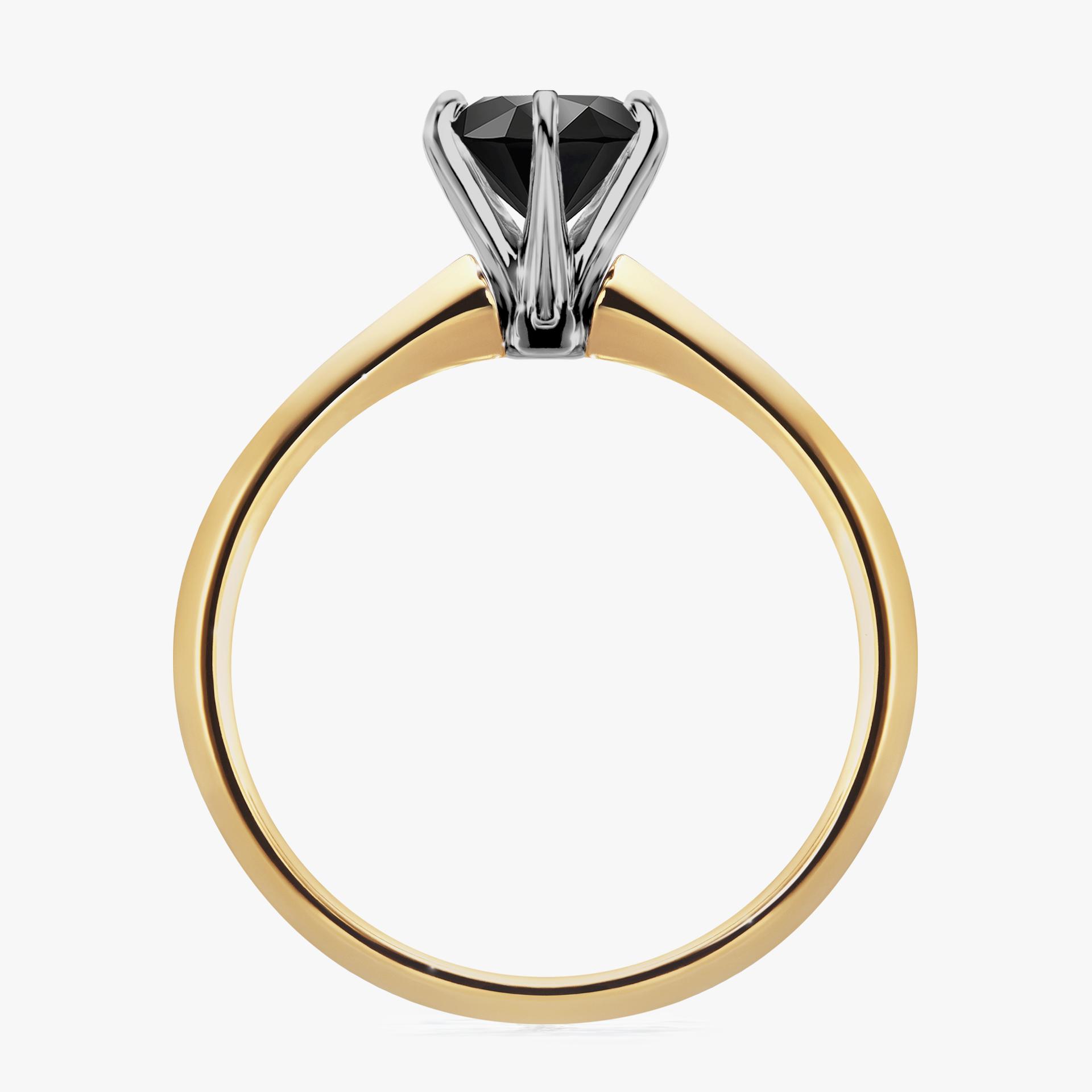 Pierscionek zareczynowy z diamentem czarnym 100 CT z zoltego zlota my queen 02