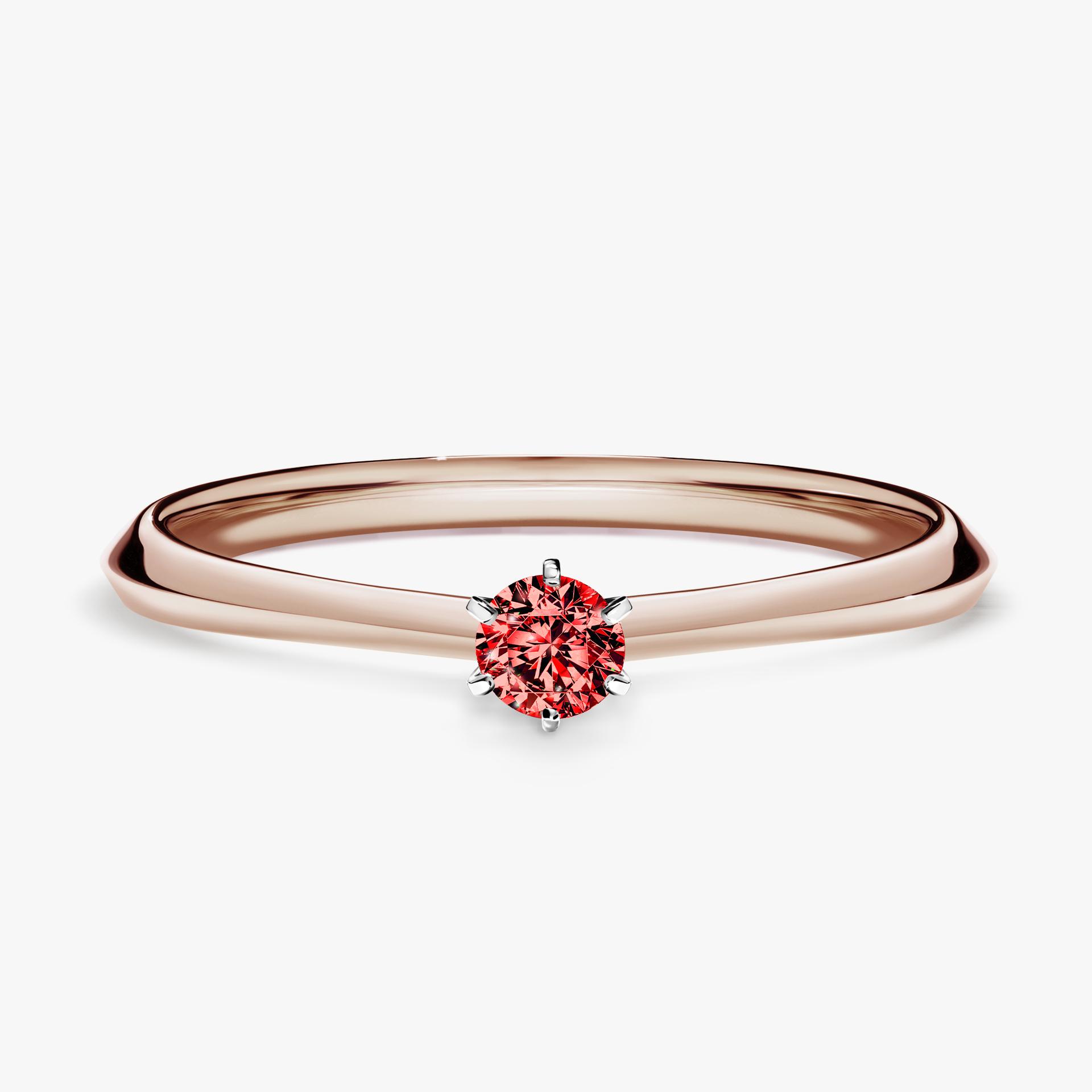 Pierscionek zareczynowy z diamentem czerwony 010 CT z rozowego zlota my queen 01