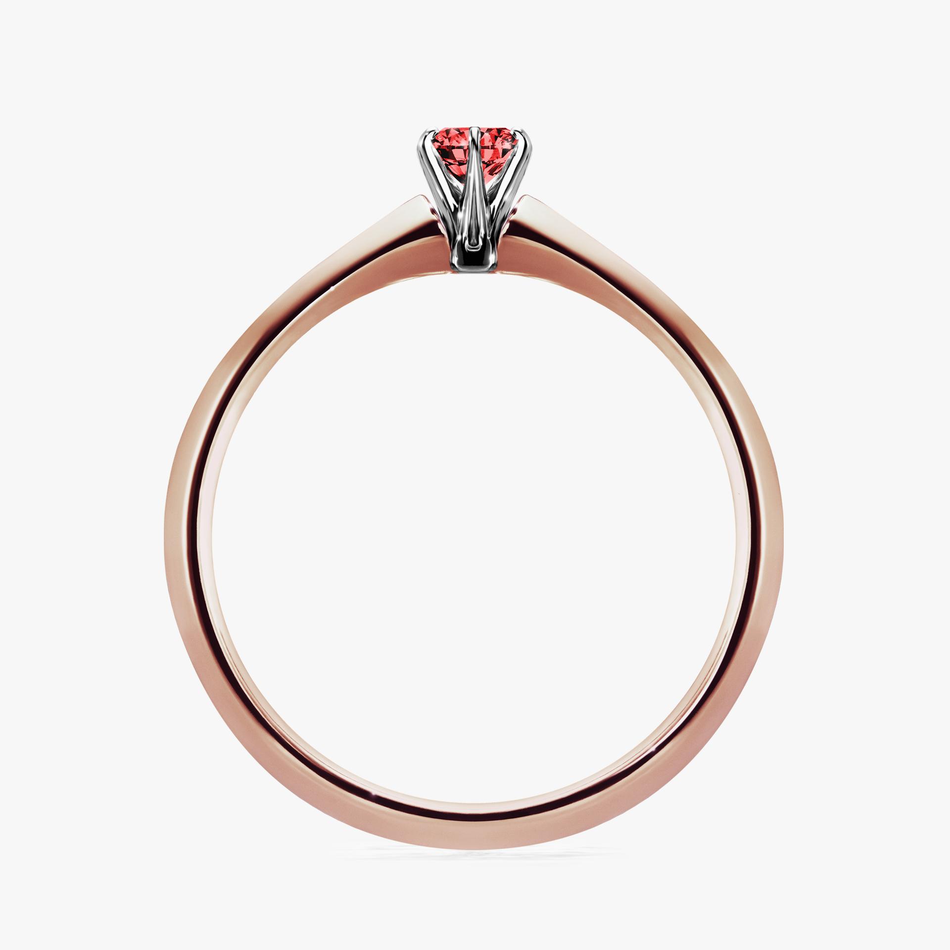 Pierscionek zareczynowy z diamentem czerwony 010 CT z rozowego zlota my queen 02