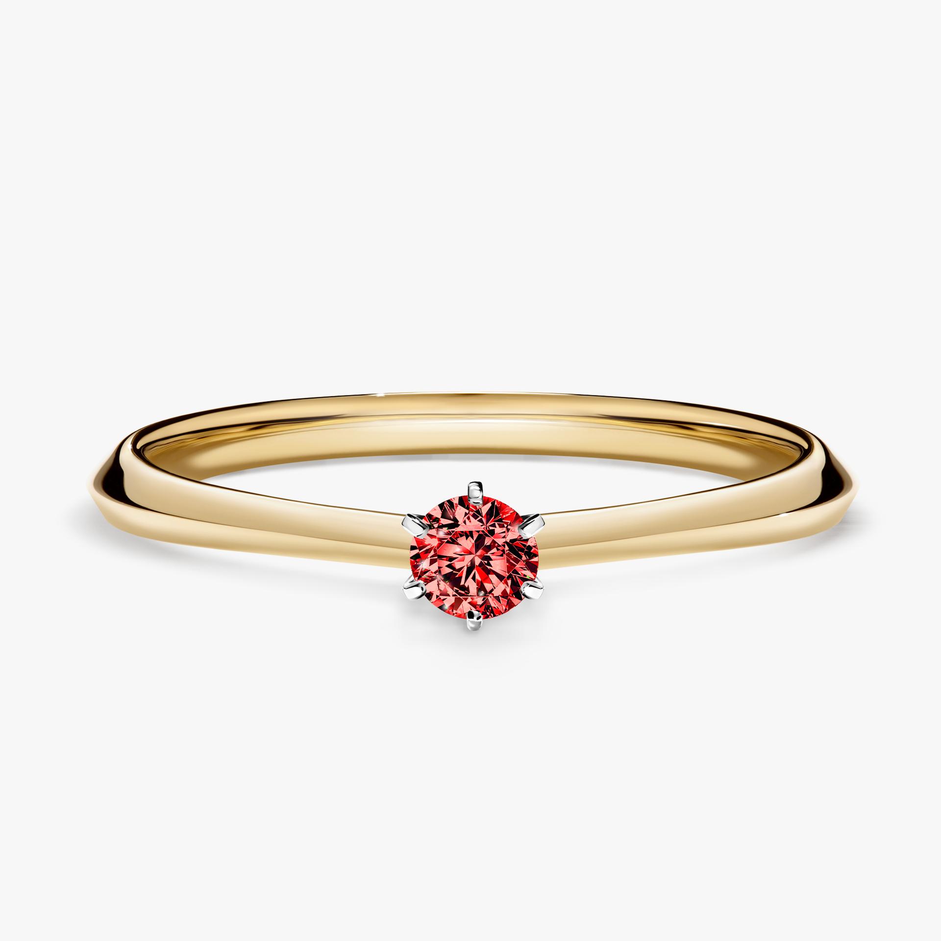 Pierscionek zareczynowy z diamentem czerwony 010 CT z zoltego zlota my queen 01