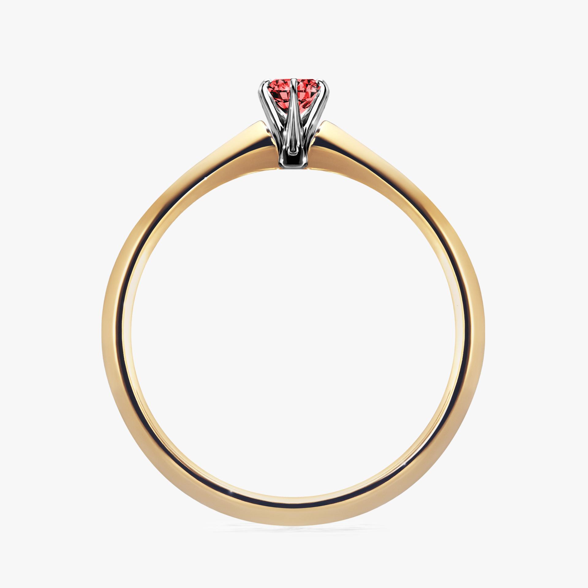 Pierscionek zareczynowy z diamentem czerwony 010 CT z zoltego zlota my queen 02