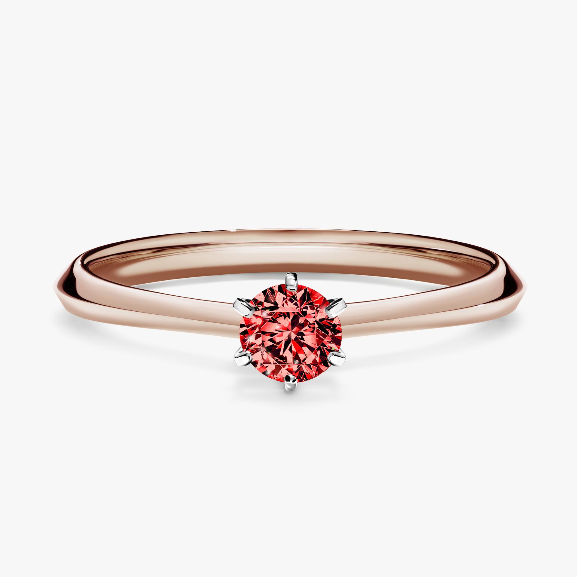 Pierscionek zareczynowy z diamentem czerwony 025 CT z rozowego zlota my queen 01