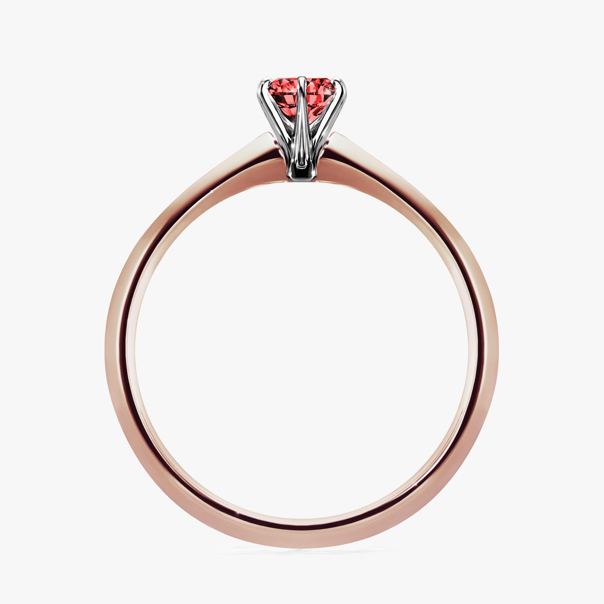 Pierscionek zareczynowy z diamentem czerwony 025 CT z rozowego zlota my queen 02