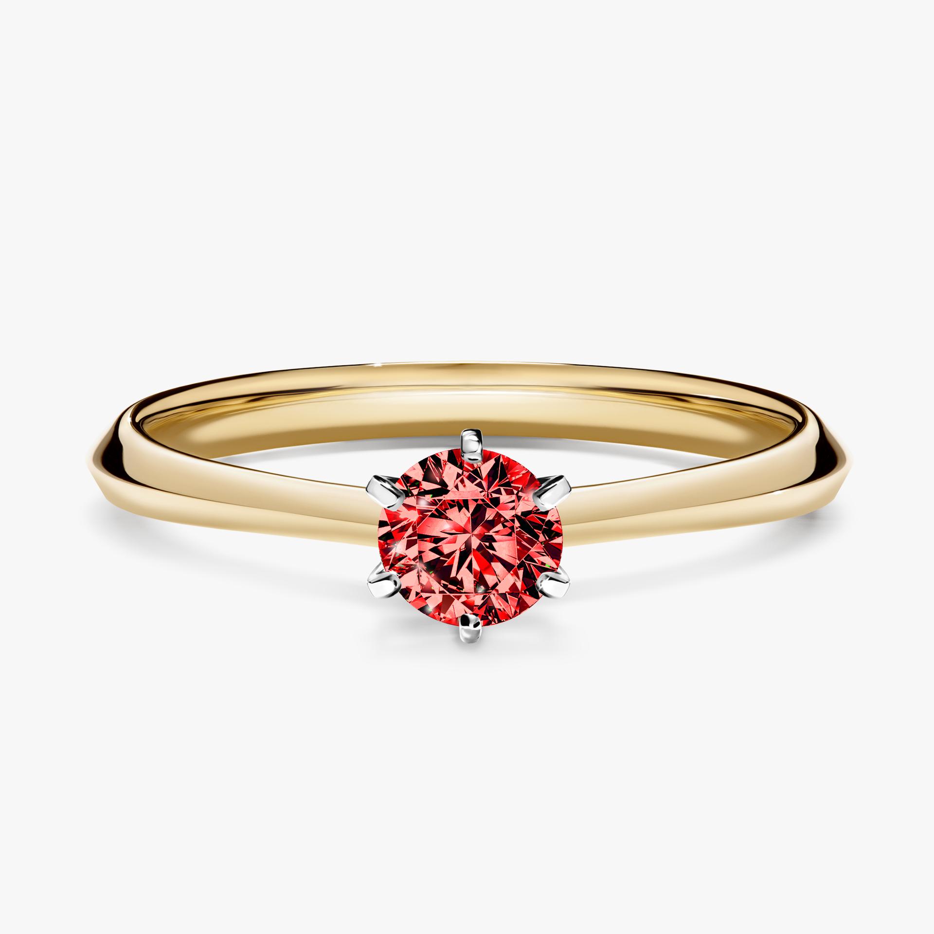 Pierscionek zareczynowy z diamentem czerwony 030 CT z zoltego zlota my queen 01