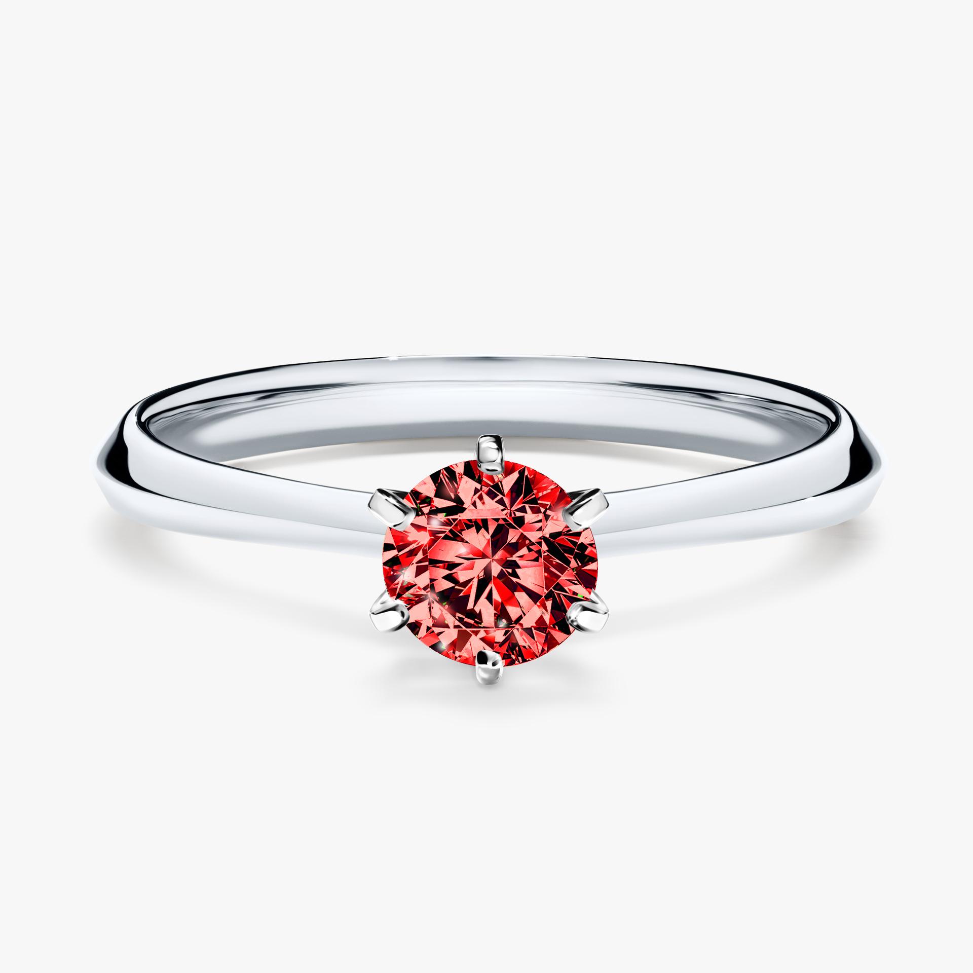 Pierścionek zaręczynowy My Queen z białego złota z czerwonym diamentem 0,50ct
