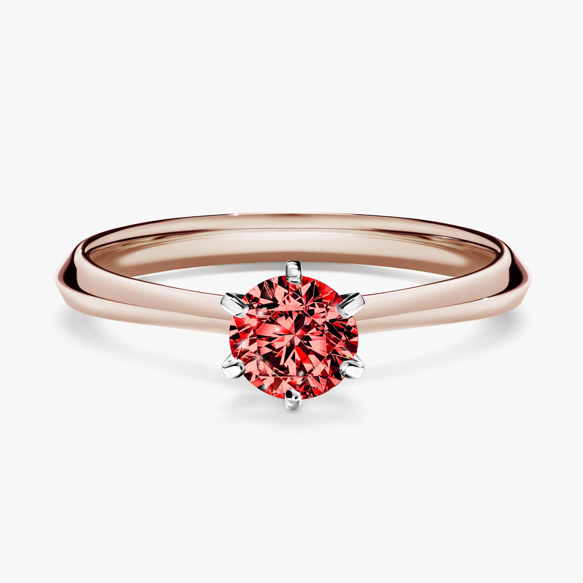 Pierscionek zareczynowy z diamentem czerwony 050 CT z rozowego zlota my queen 01