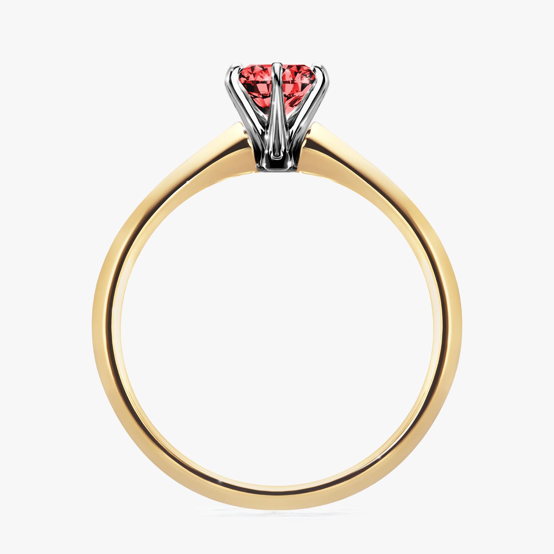 Pierscionek zareczynowy z diamentem czerwony 050 CT z zoltego zlota my queen 02