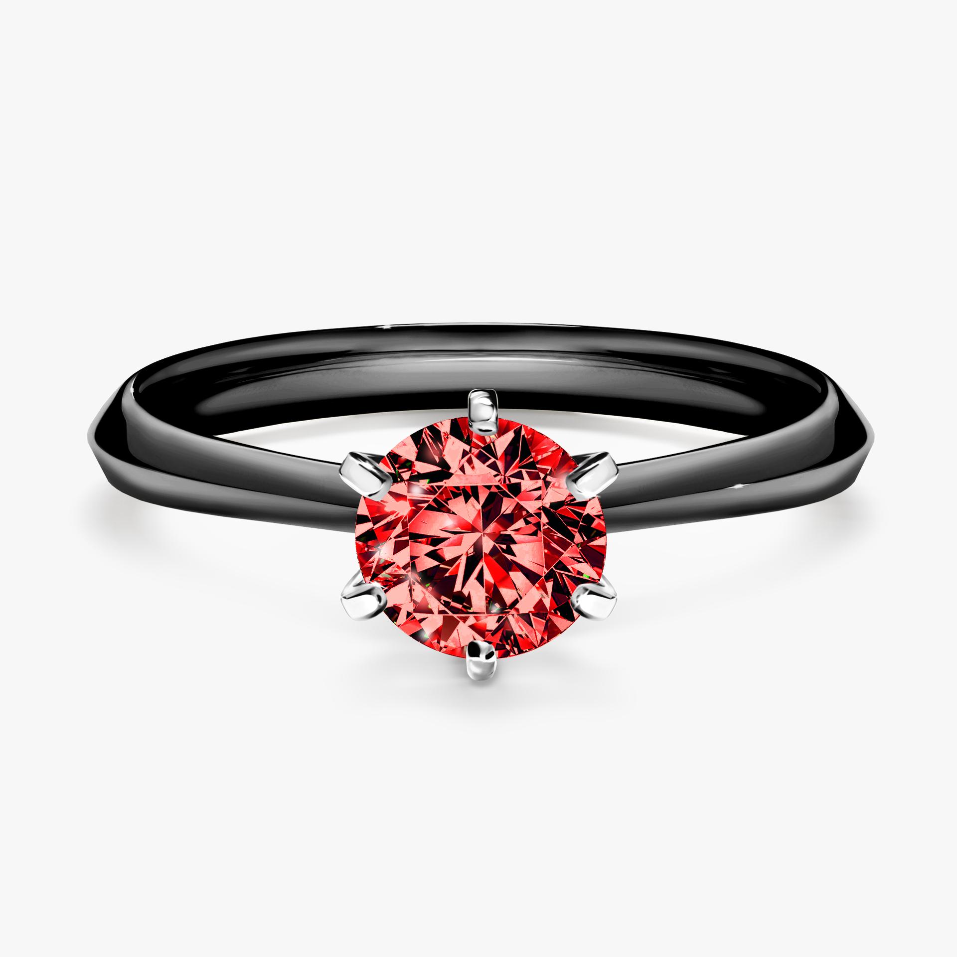 Pierscionek zareczynowy z diamentem czerwony 080 CT z czarnego zlota my queen 01
