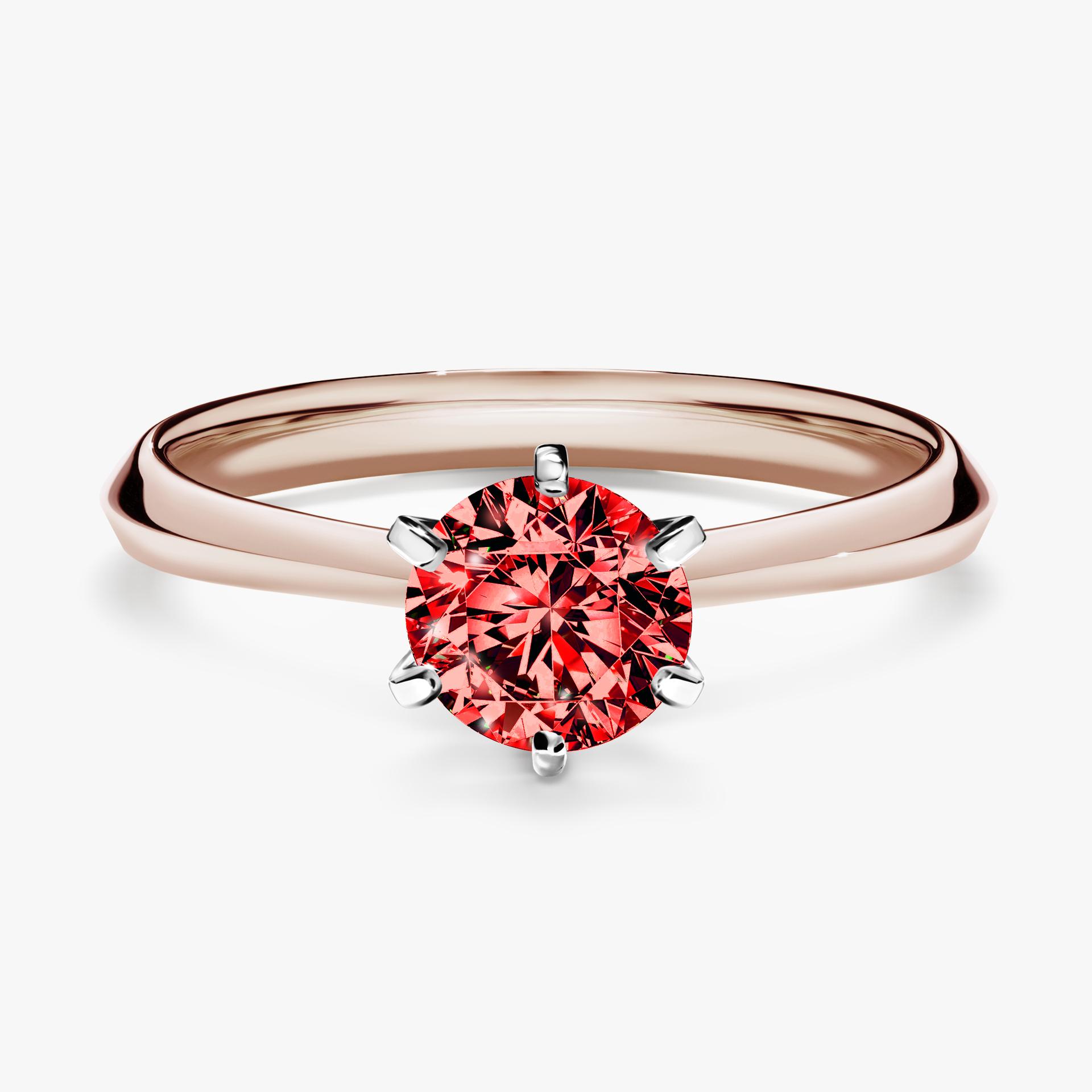 Pierścionek zaręczynowy My Queen z różowego złota z czerwonym diamentem 0,80ct