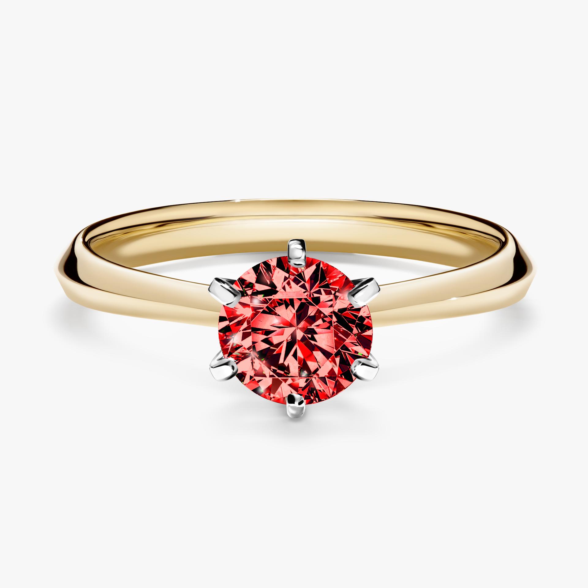 Pierscionek zareczynowy z diamentem czerwony 080 CT z zoltego zlota my queen 01