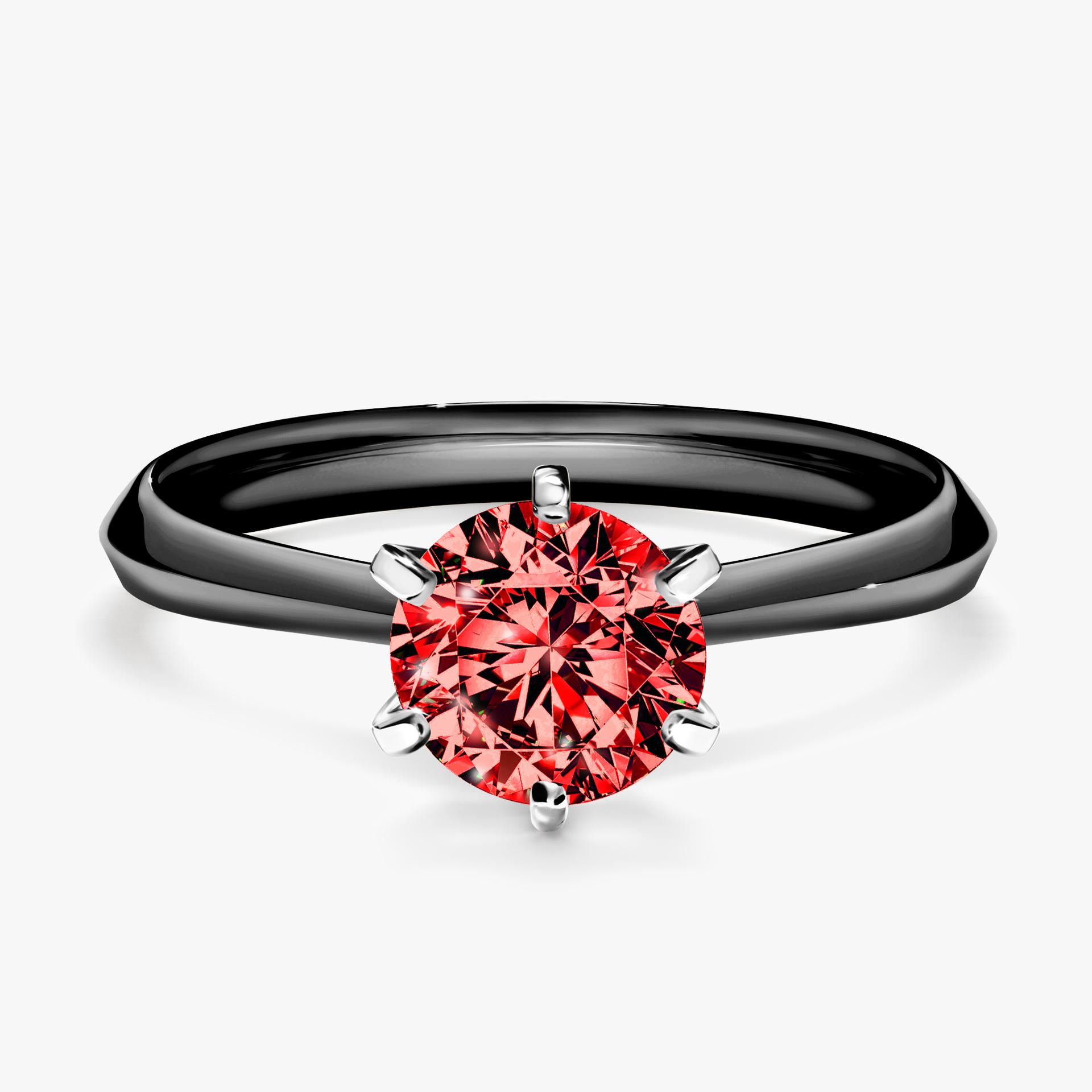 Pierscionek zareczynowy z diamentem czerwony 100 CT z czarnego zlota my queen 01