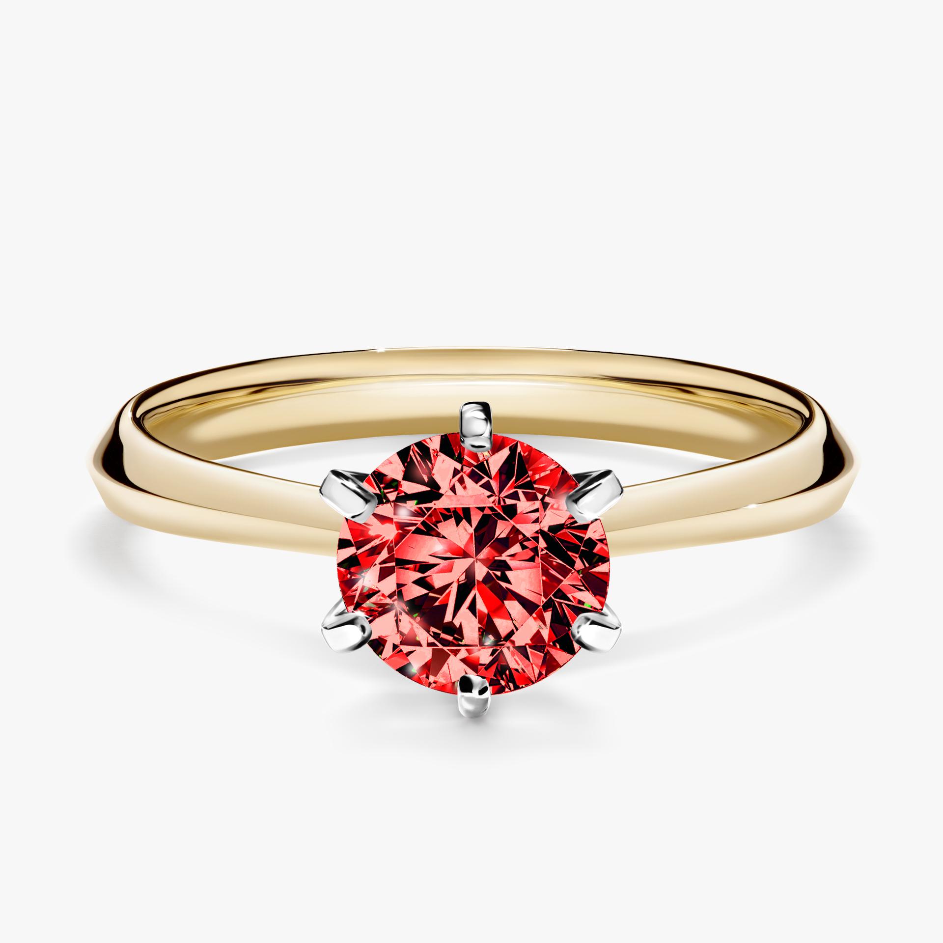Pierścionek zaręczynowy My Queen z żółtego złota z czerwonym diamentem 1,00ct