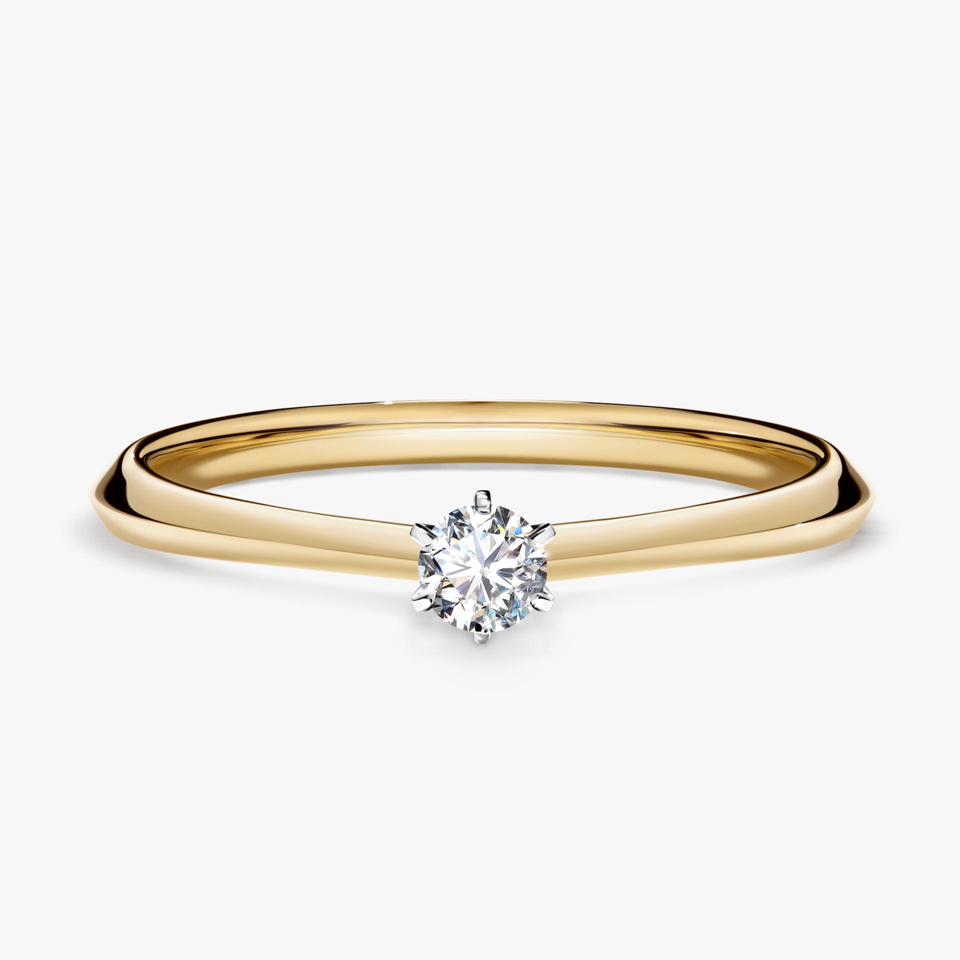 Pierscionek zareczynowy z diamentem laboratoryjnym 010 CT z zoltego zlota my queen 01