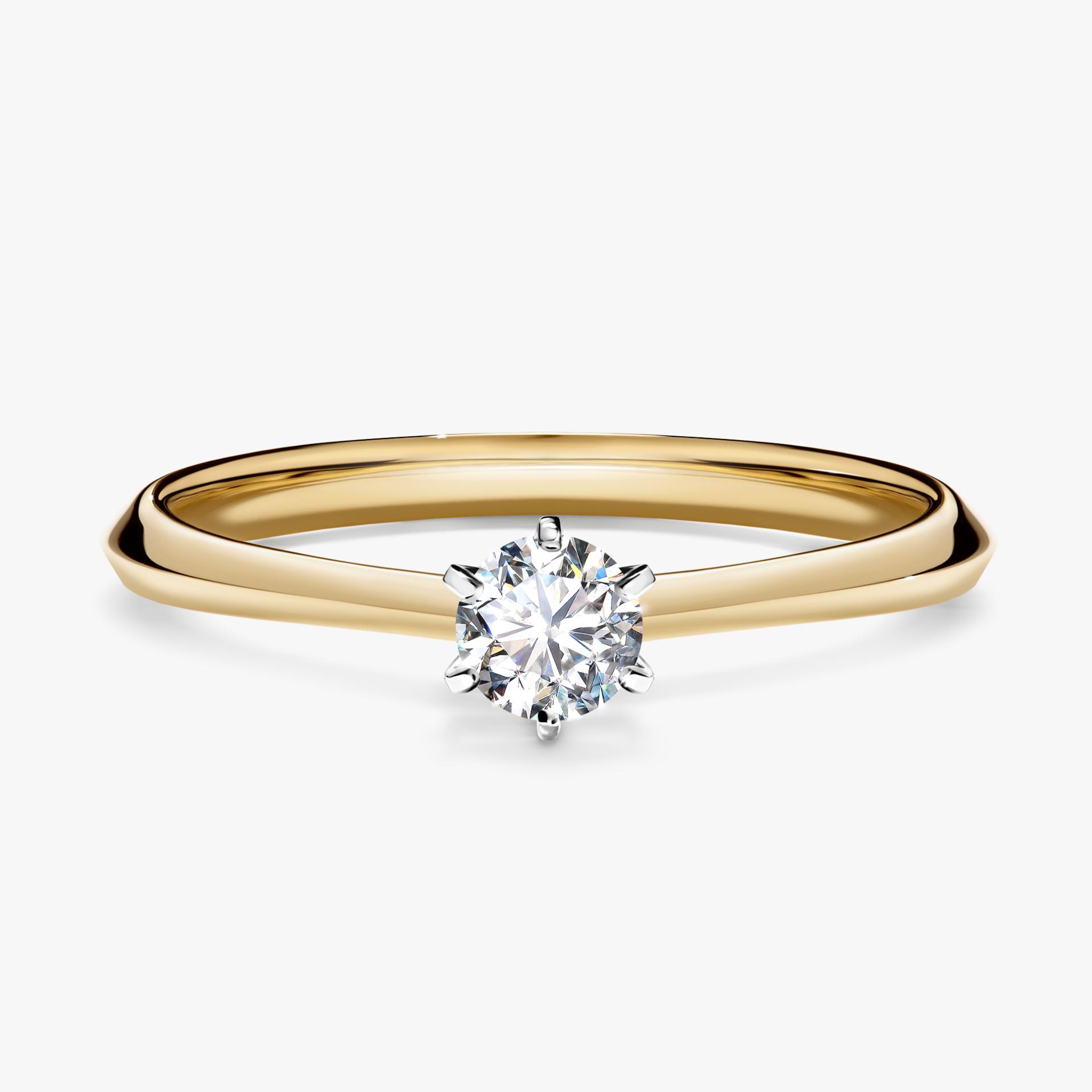 Pierscionek zareczynowy z diamentem laboratoryjnym 025 CT z zoltego zlota my queen 01