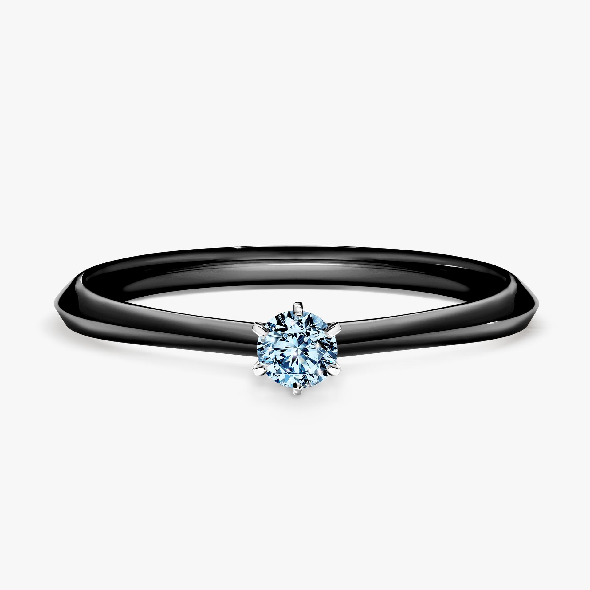 Pierscionek zareczynowy z diamentem niebieski 010 CT z czarnego zlota my queen 01