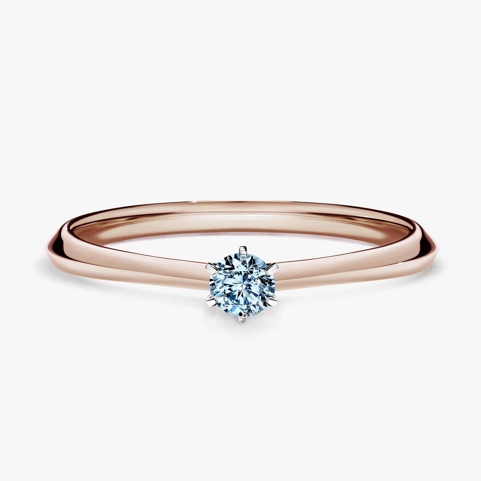 Pierscionek zareczynowy z diamentem niebieski 010 CT z rozowego zlota my queen 01