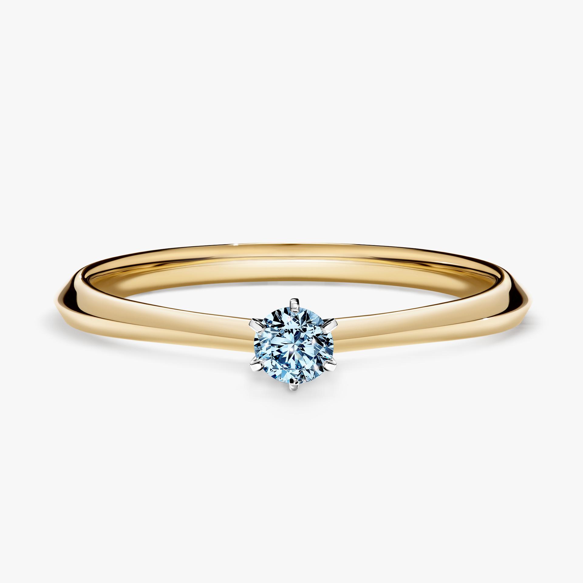 Pierscionek zareczynowy z diamentem niebieski 010 CT z zoltego zlota my queen 01