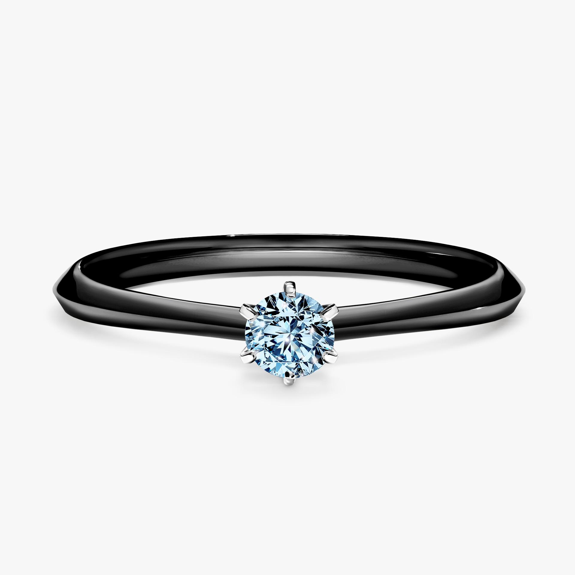 Pierscionek zareczynowy z diamentem niebieski 017 CT z czarnego zlota my queen 01