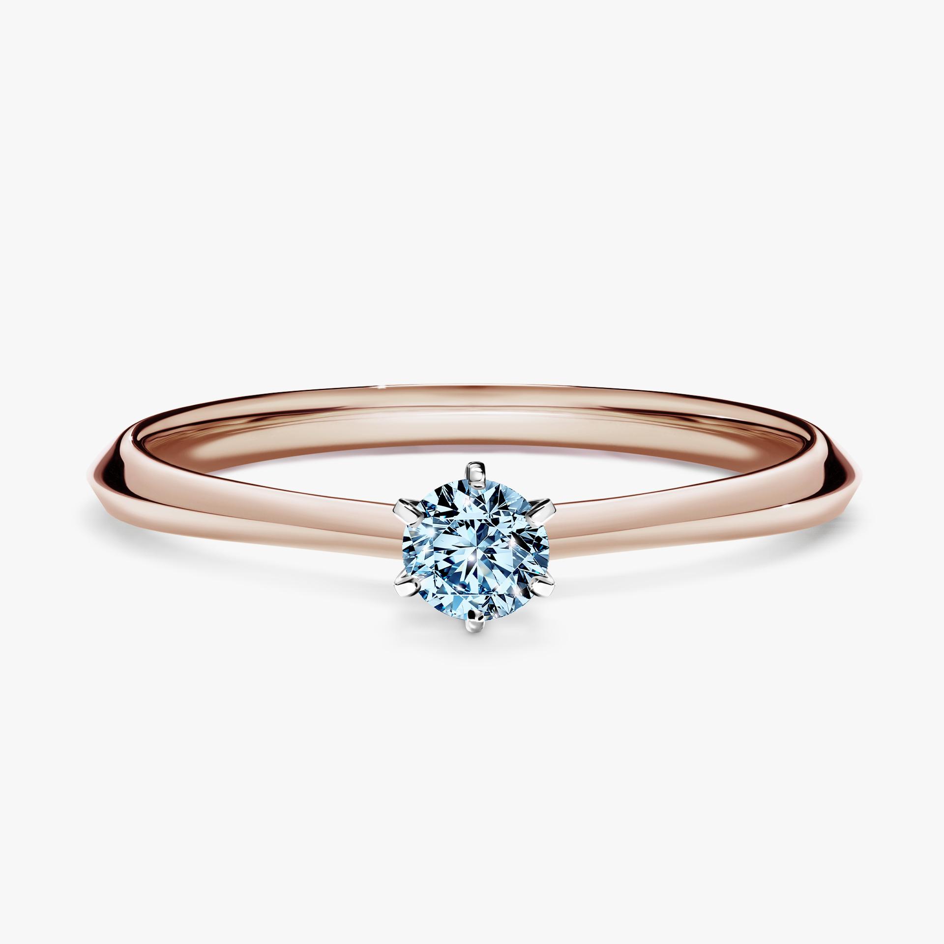 Pierscionek zareczynowy z diamentem niebieski 017 CT z rozowego zlota my queen 01