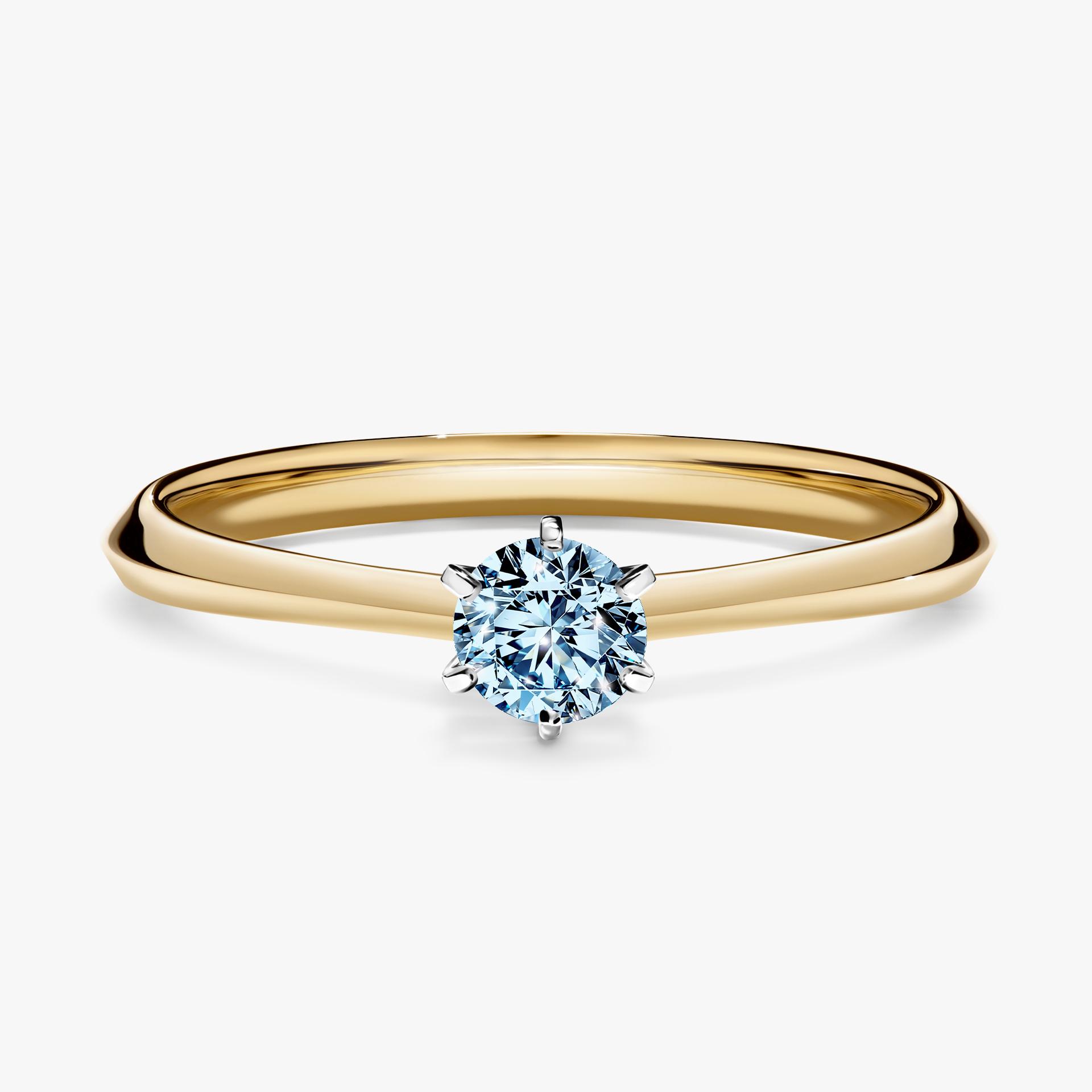 Pierscionek zareczynowy z diamentem niebieski 025 CT z zoltego zlota my queen 01