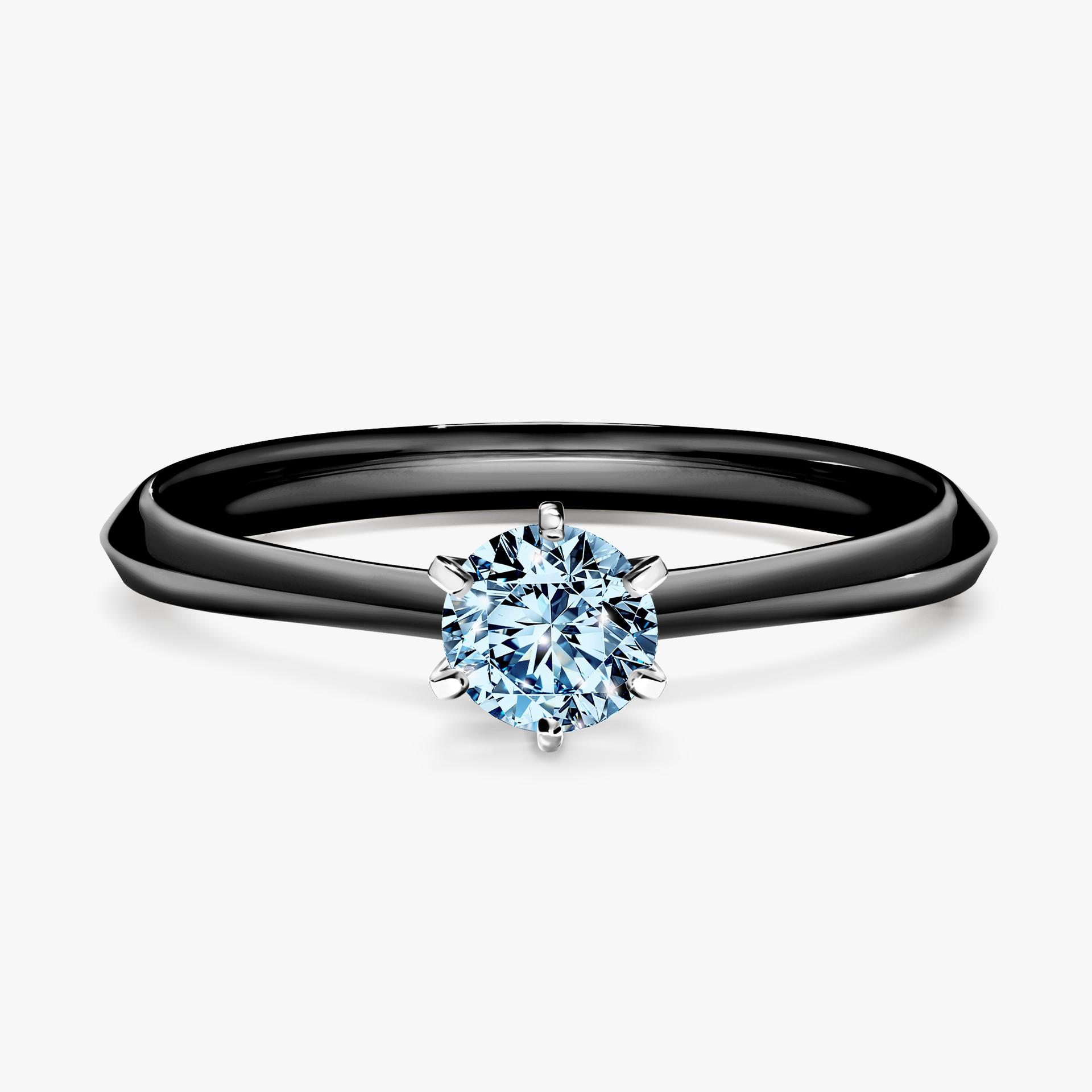 Pierscionek zareczynowy z diamentem niebieski 030 CT z czarnego zlota my queen 01
