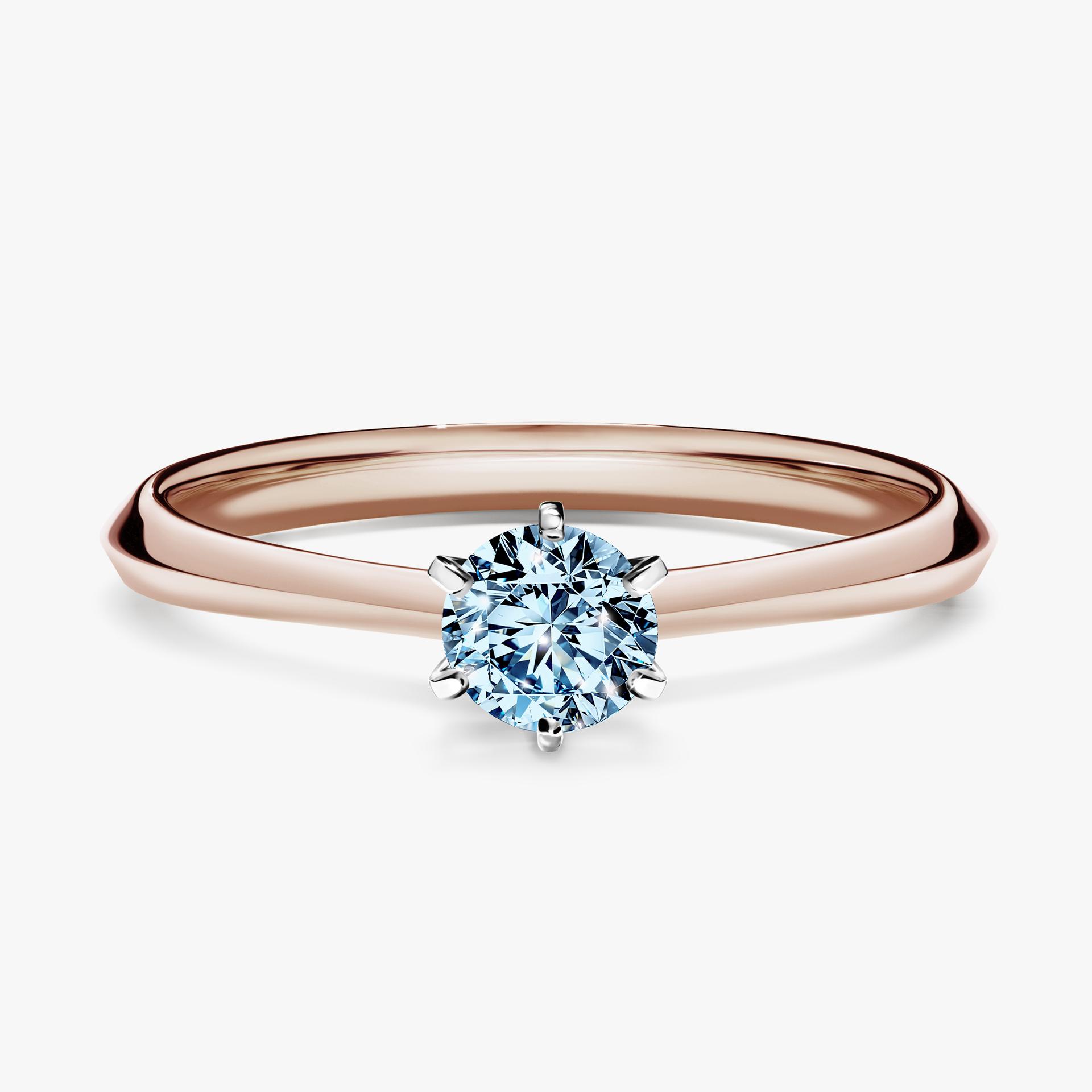 Pierscionek zareczynowy z diamentem niebieski 030 CT z rozowego zlota my queen 01