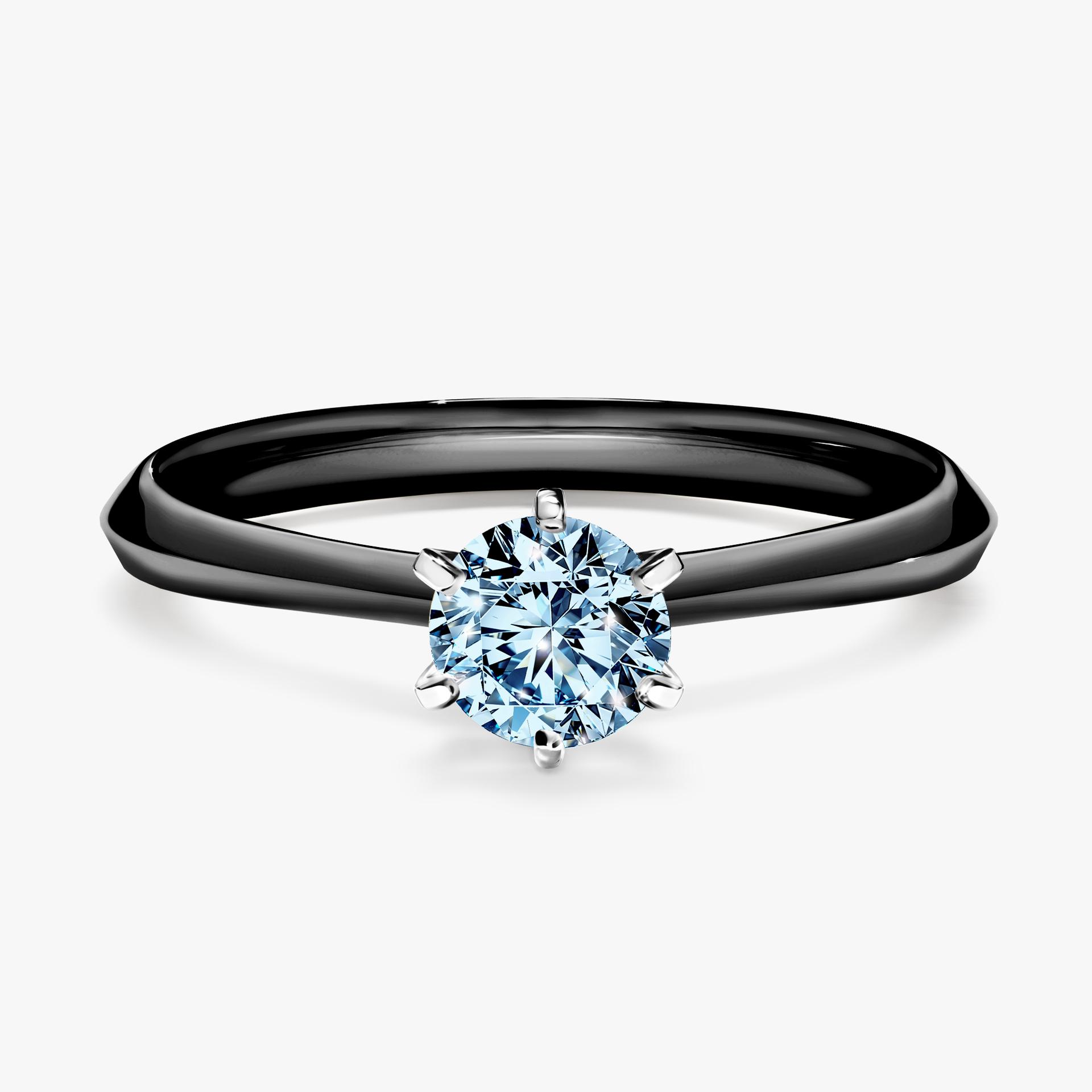Pierscionek zareczynowy z diamentem niebieski 050 CT z czarnego zlota my queen 01