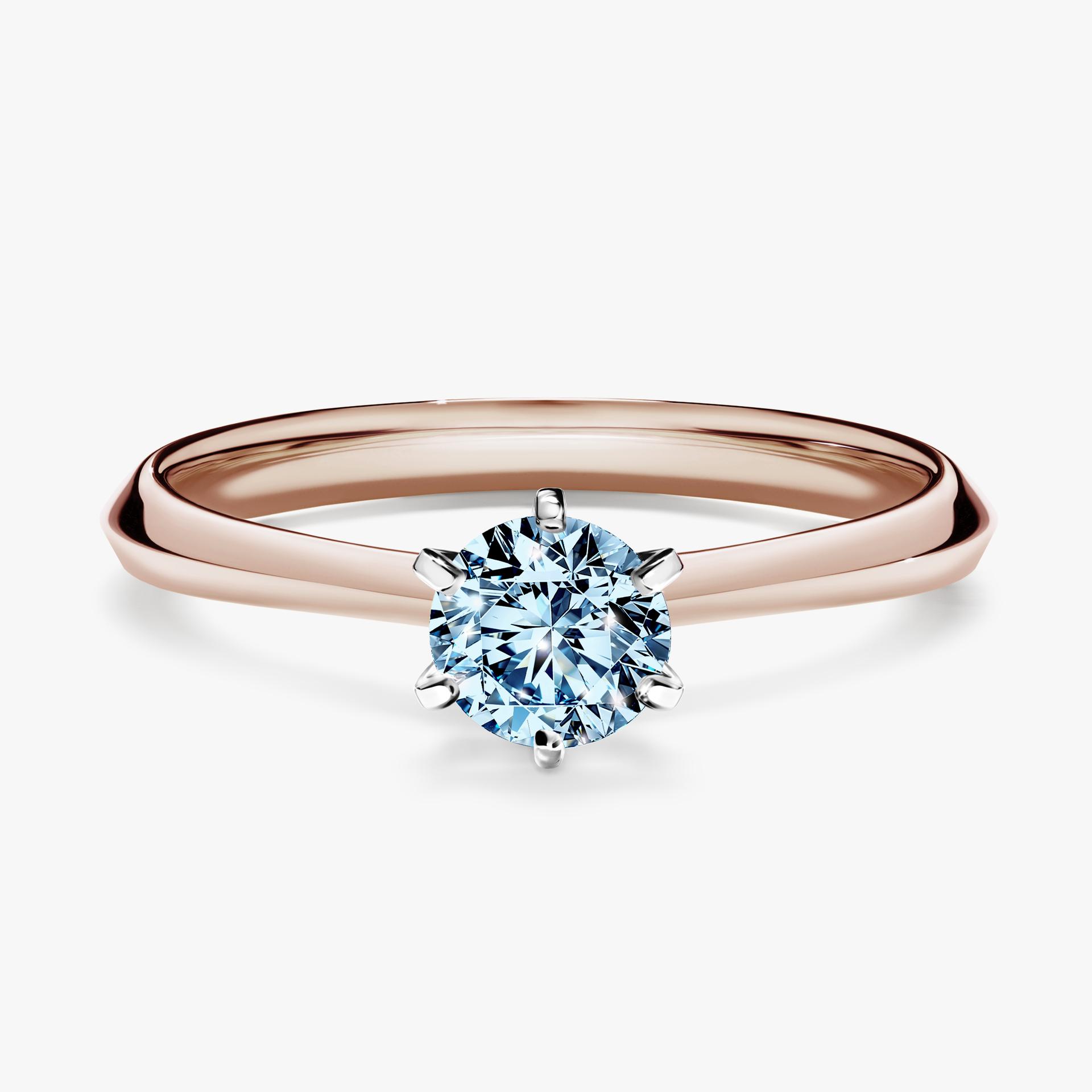 Pierscionek zareczynowy z diamentem niebieski 050 CT z rozowego zlota my queen 01