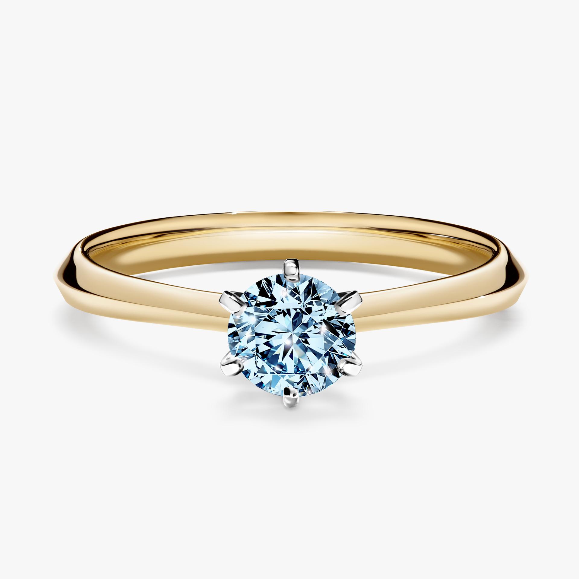 Pierscionek zareczynowy z diamentem niebieski 050 CT z zoltego zlota my queen 01