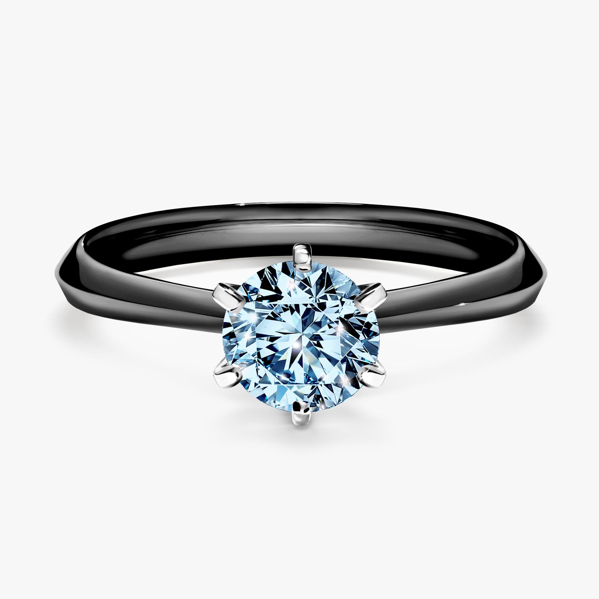 Pierscionek zareczynowy z diamentem niebieski 080 CT z czarnego zlota my queen 01