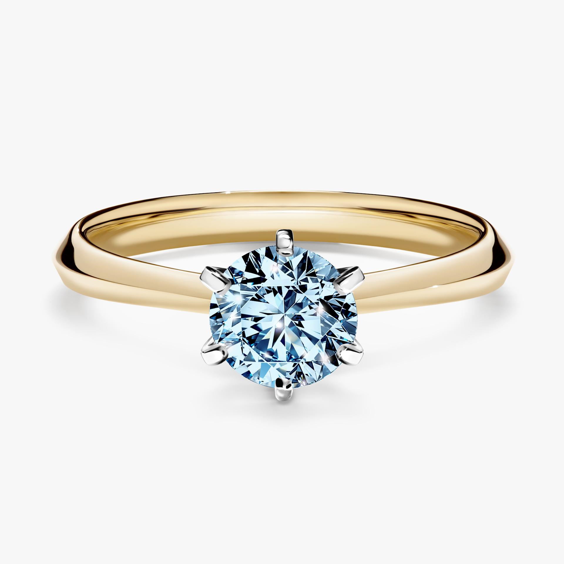 Pierscionek zareczynowy z diamentem niebieski 080 CT z zoltego zlota my queen 01