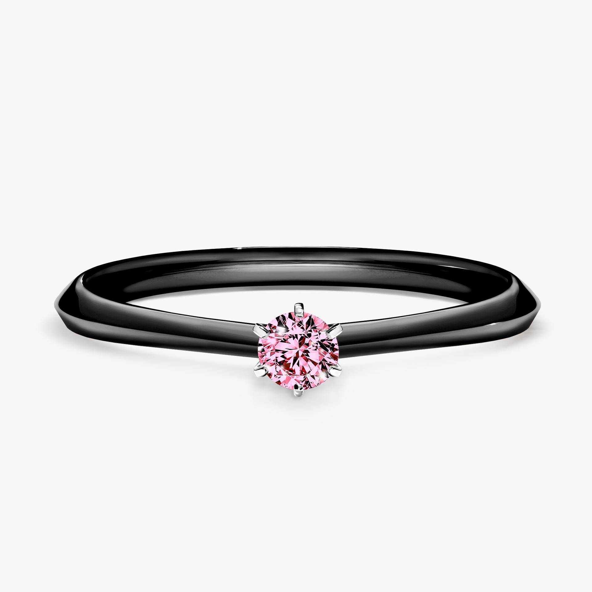 Pierscionek zareczynowy z diamentem rozowy 010 CT z czarnego zlota my queen 01