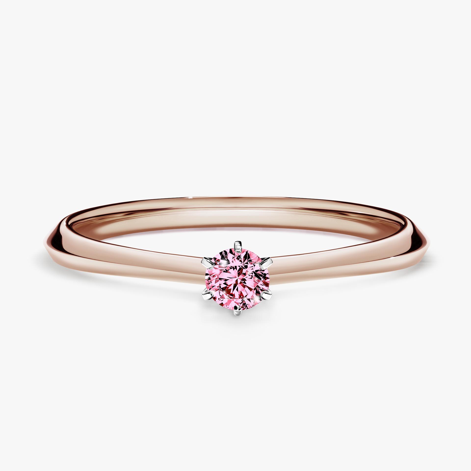 Pierscionek zareczynowy z diamentem rozowy 010 CT z rozowego zlota my queen 01