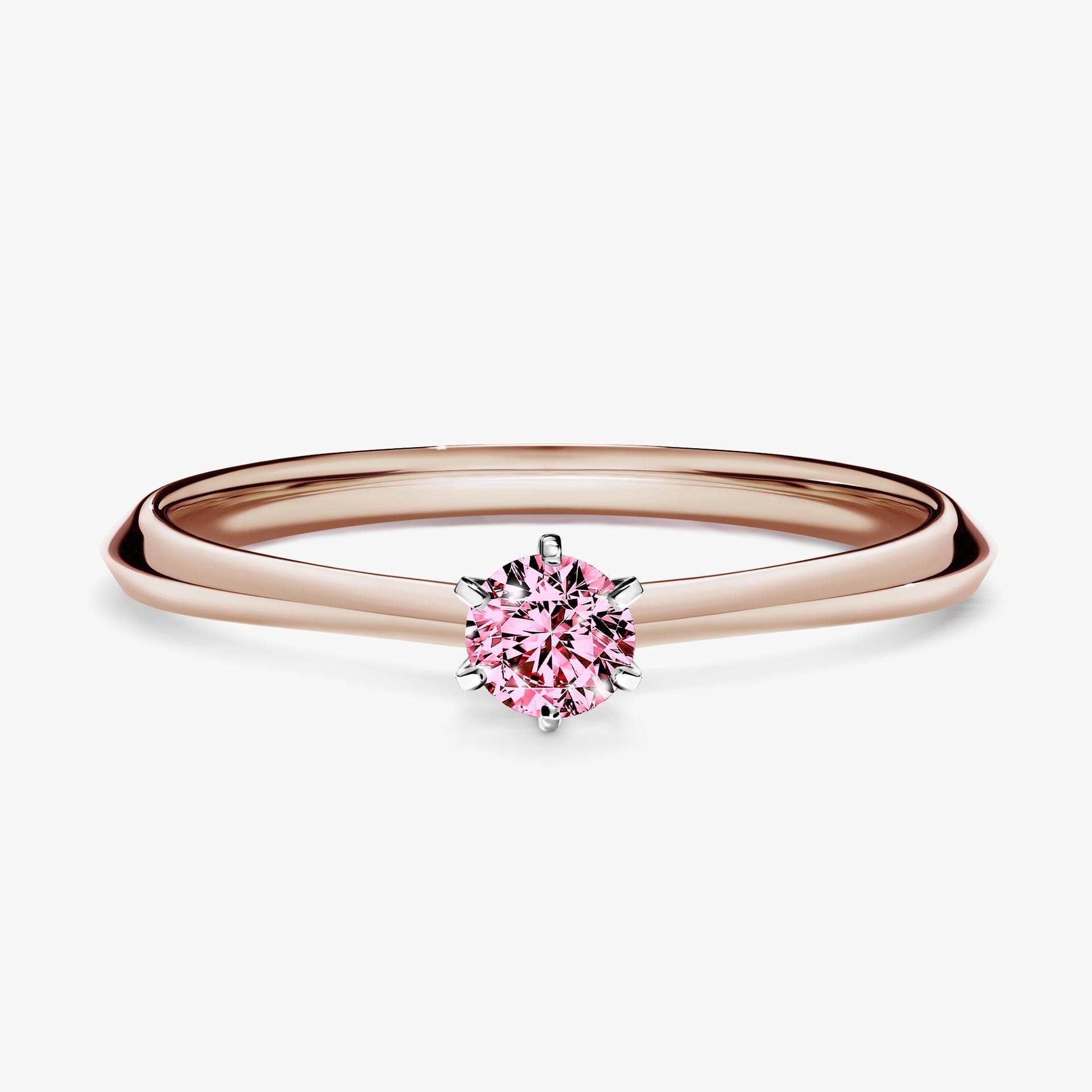 Pierscionek zareczynowy z diamentem rozowy 017 CT z rozowego zlota my queen 01