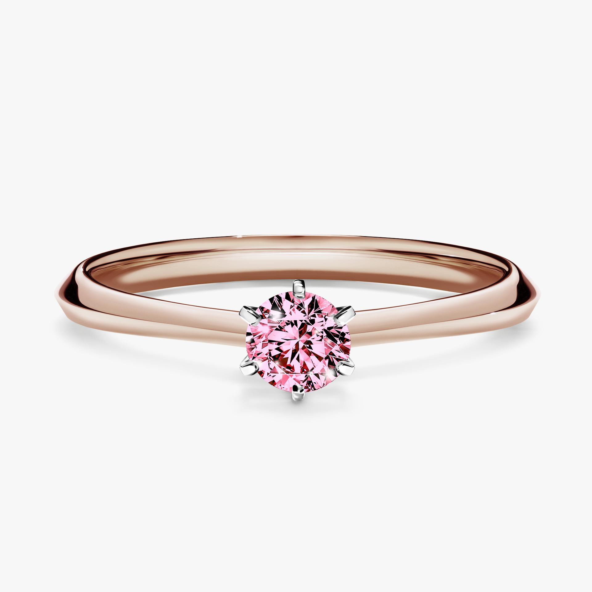 Pierscionek zareczynowy z diamentem rozowy 025 CT z rozowego zlota my queen 01