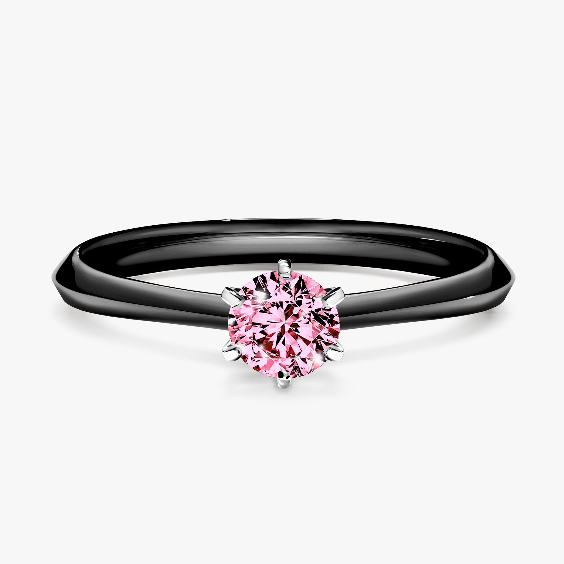 Pierscionek zareczynowy z diamentem rozowy 030 CT z czarnego zlota my queen 01