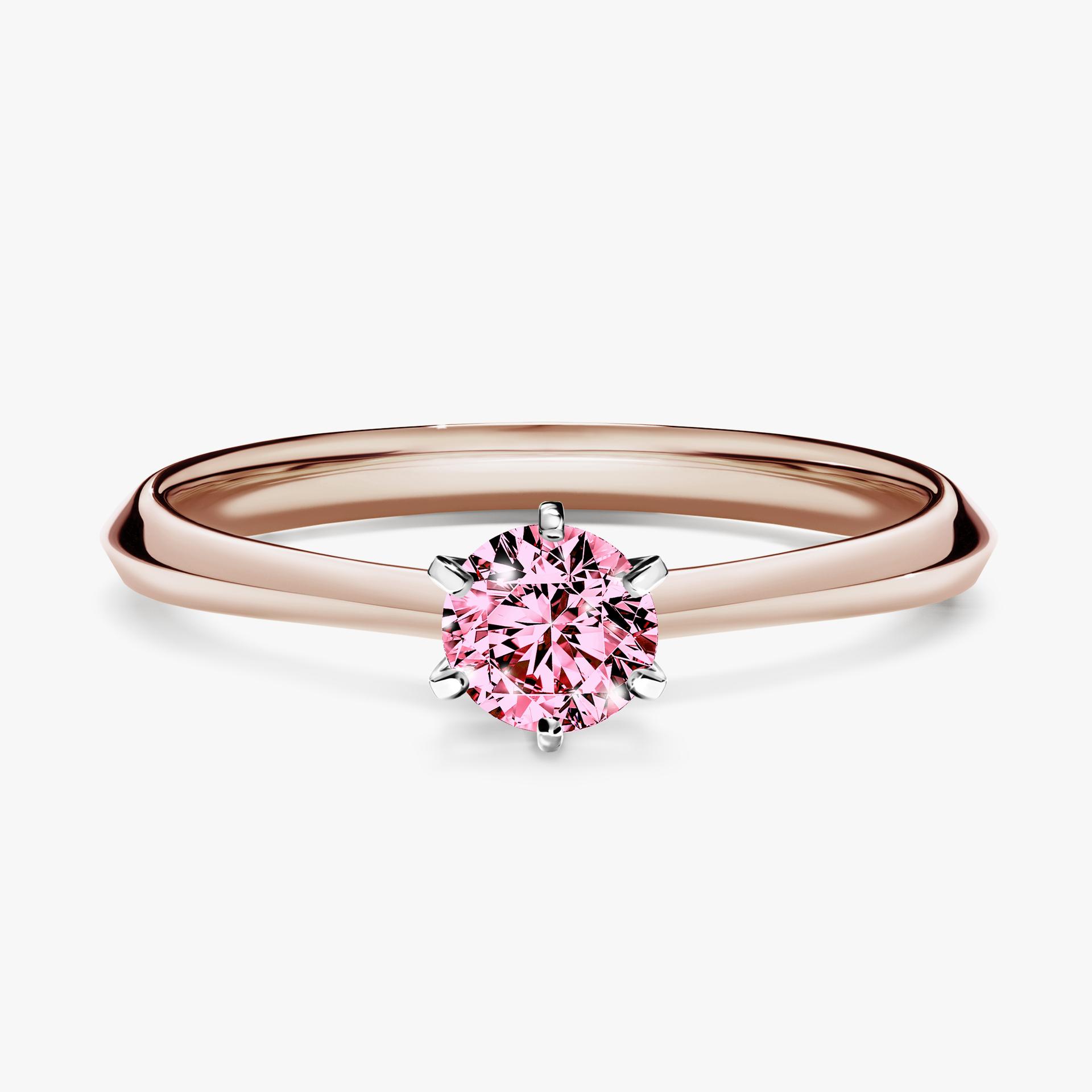 Pierscionek zareczynowy z diamentem rozowy 030 CT z rozowego zlota my queen 01