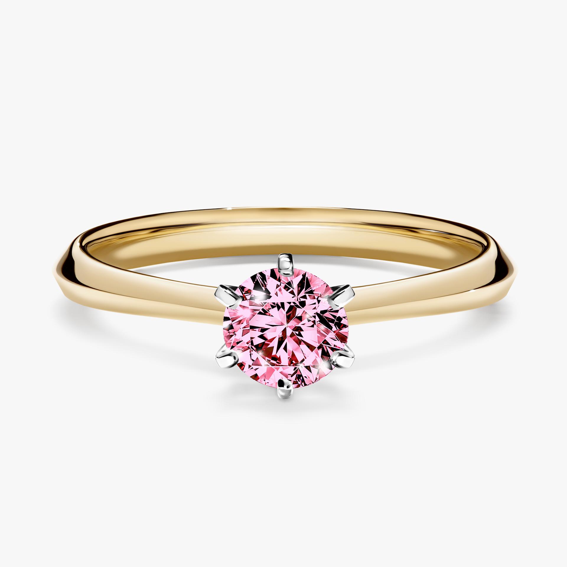 Pierscionek zareczynowy z diamentem rozowy 050 CT z zoltego zlota my queen 01