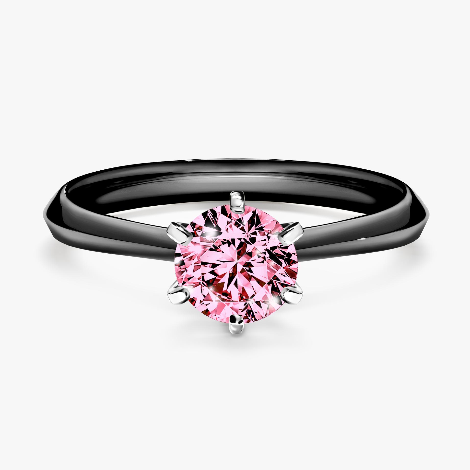 Pierscionek zareczynowy z diamentem rozowy 080 CT z czarnego zlota my queen 01