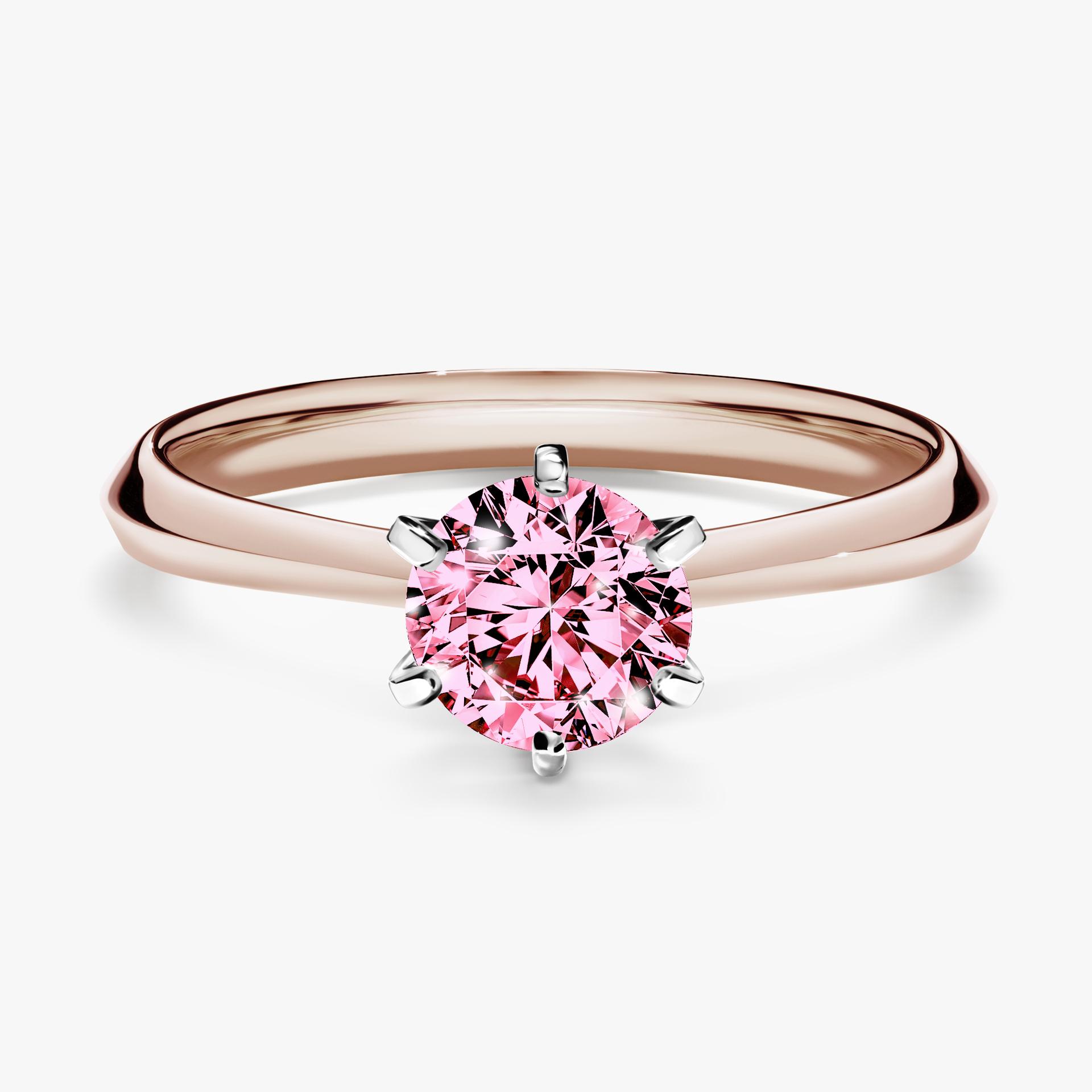 Pierscionek zareczynowy z diamentem rozowy 080 CT z rozowego zlota my queen 01