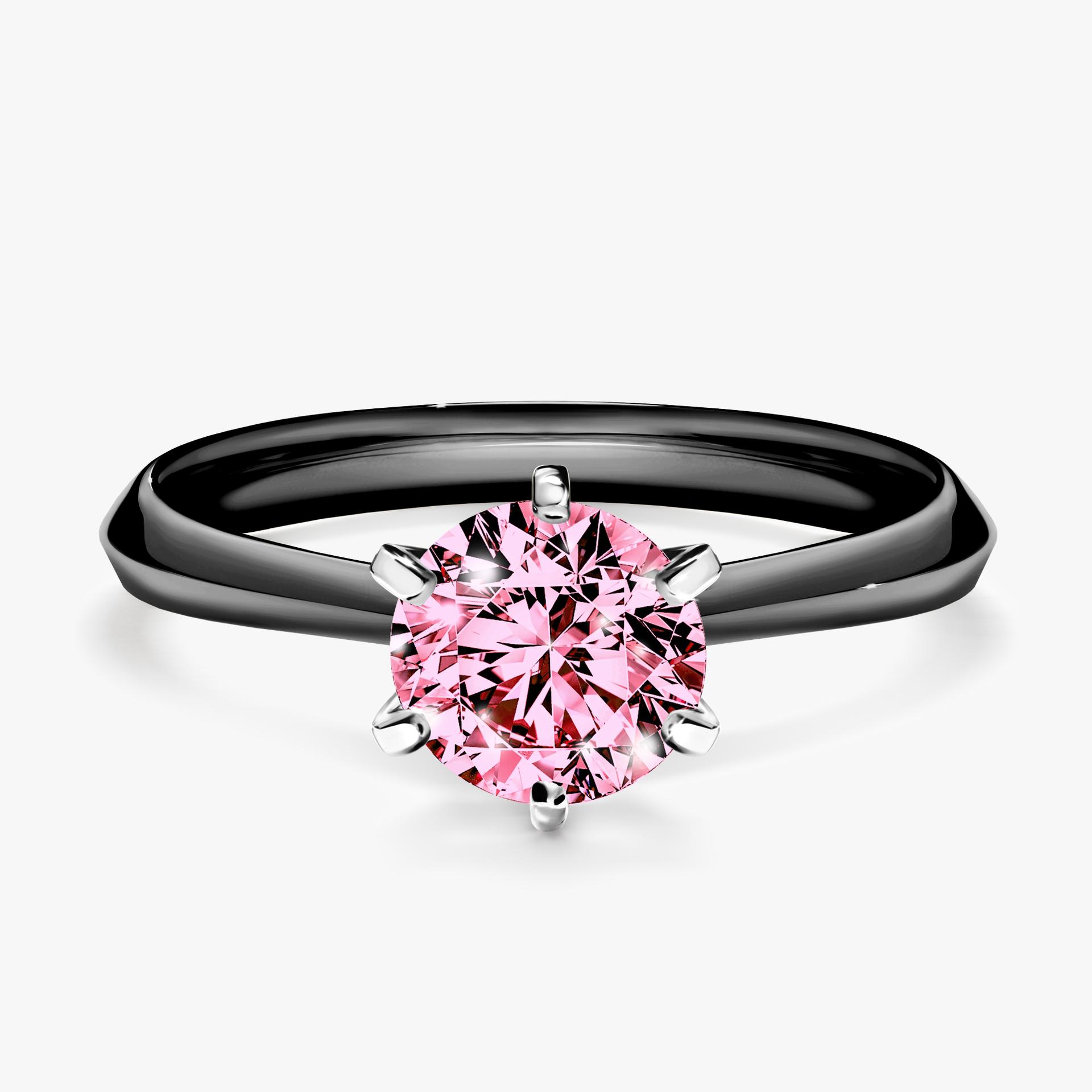 Pierscionek zareczynowy z diamentem rozowy 100 CT z czarnego zlota my queen 01