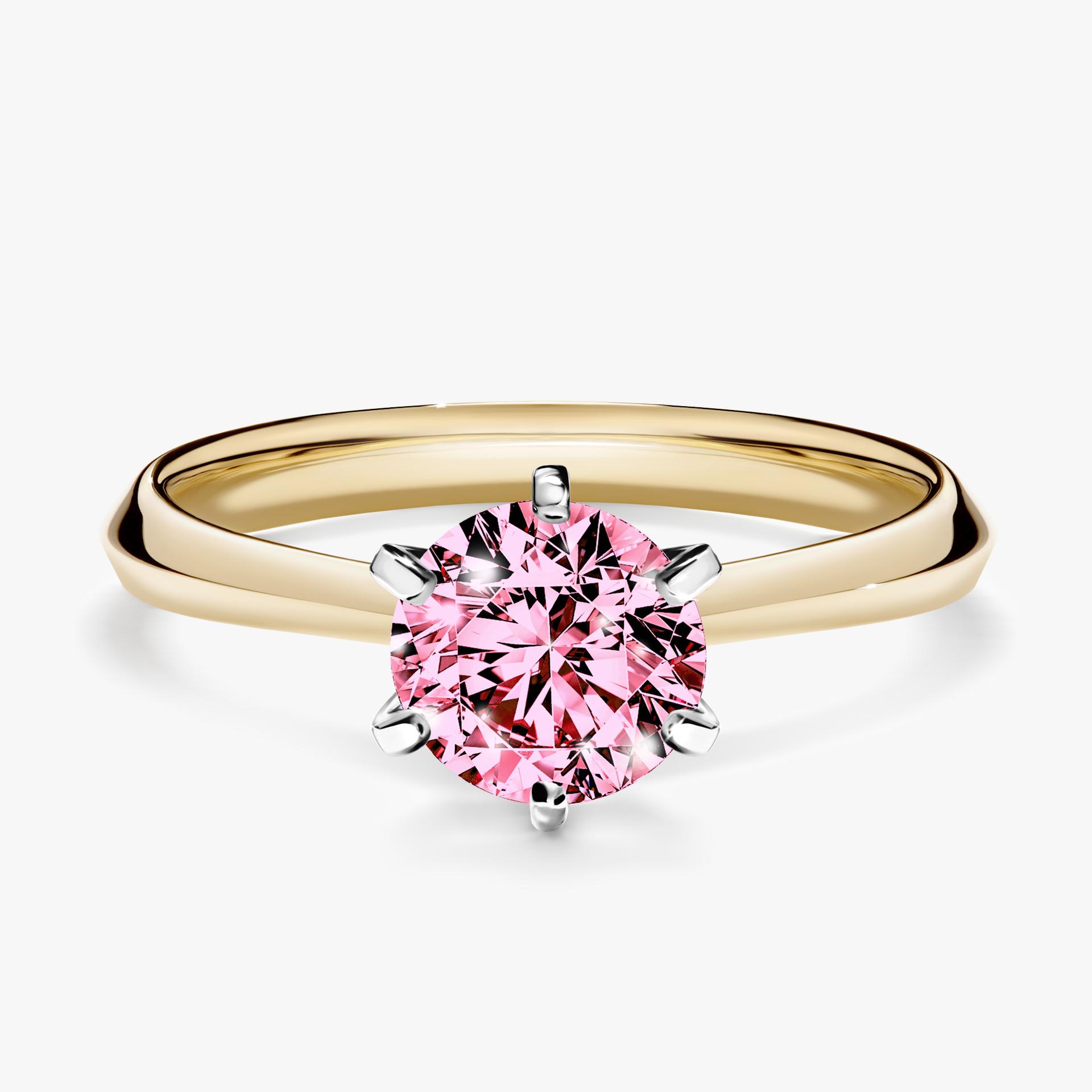 Pierscionek zareczynowy z diamentem rozowy 100 CT z zoltego zlota my queen 01