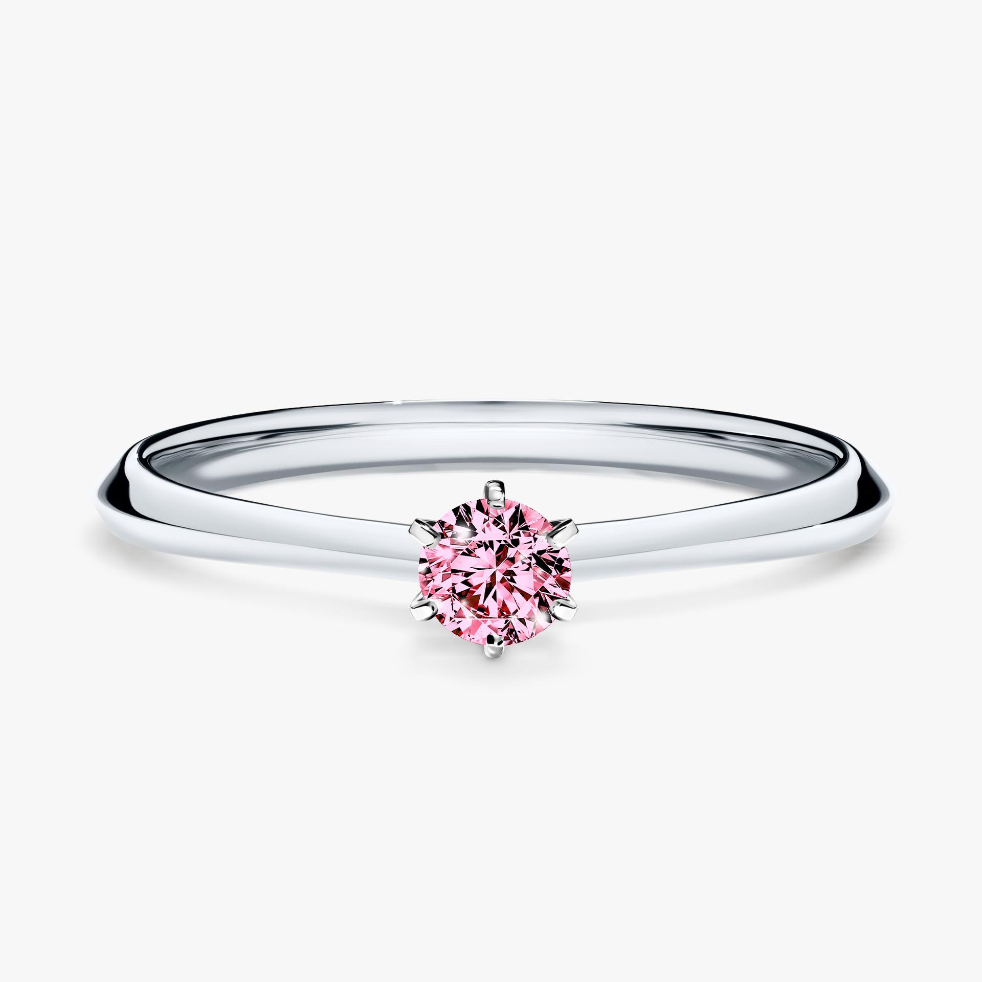 Pierscionek zareczynowy z diamentem rozowym 017 CT z bialego zlota my queen 01